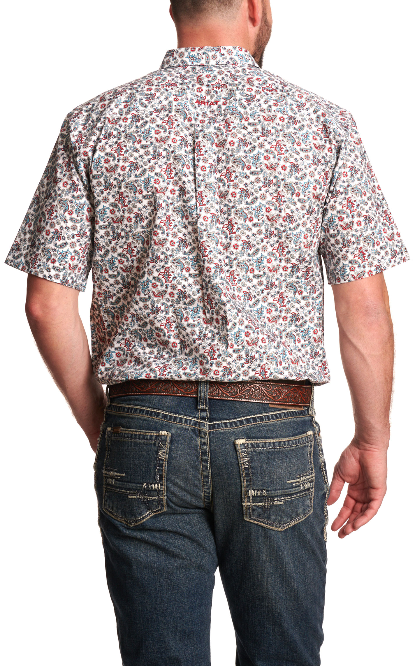 Ariat Men's Stiles White & Red Paisley Western Shirt - Image 1