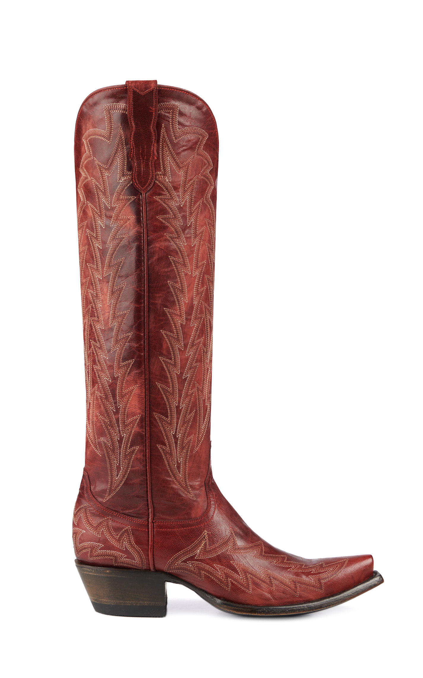 JRC & Sons Women’s Nancy Dark Red Snip Toe Tall Cowboy Boots - Image 1