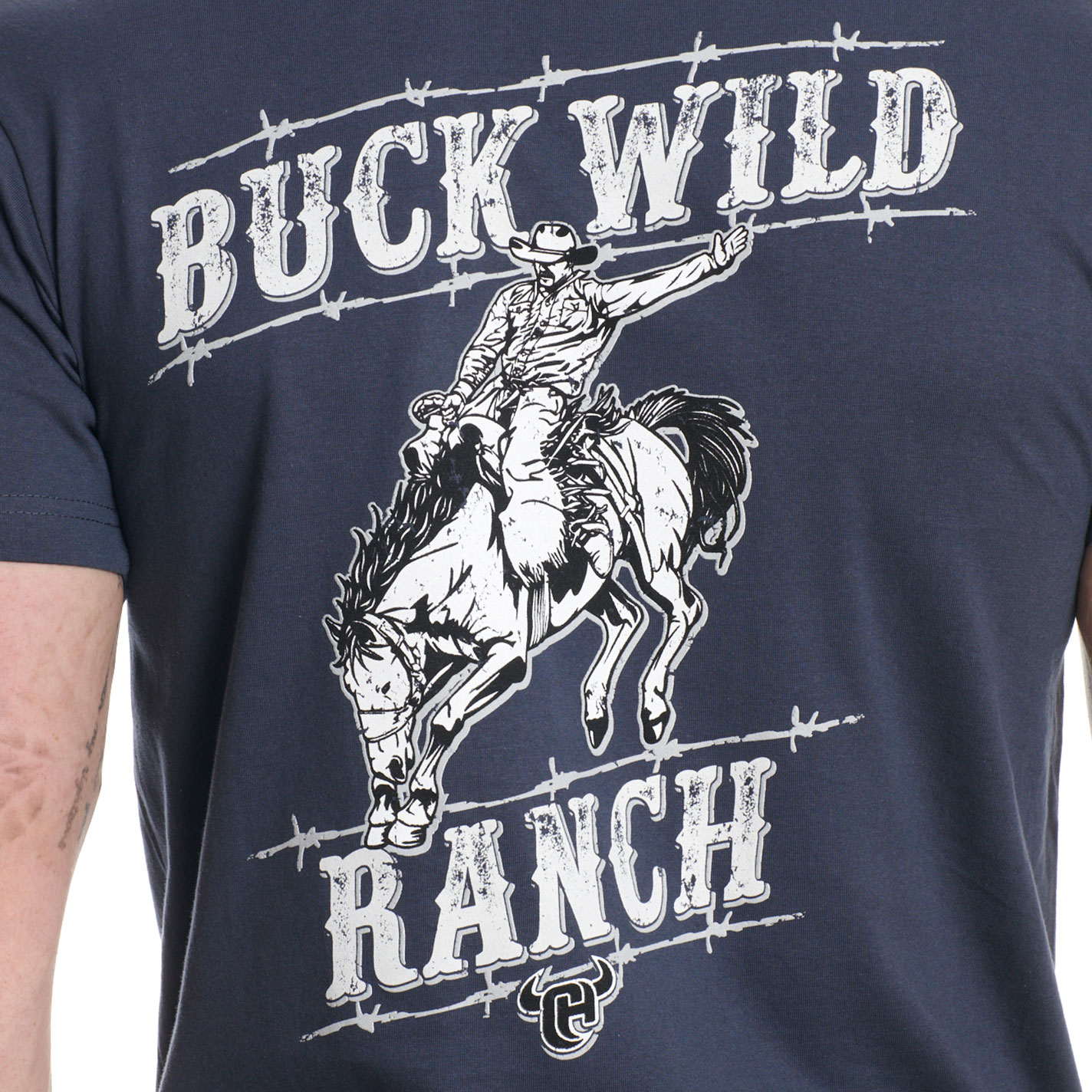 Cowboy Hardware Men's Blue Buck Wild Ranch Logo T-Shirt - Image 2