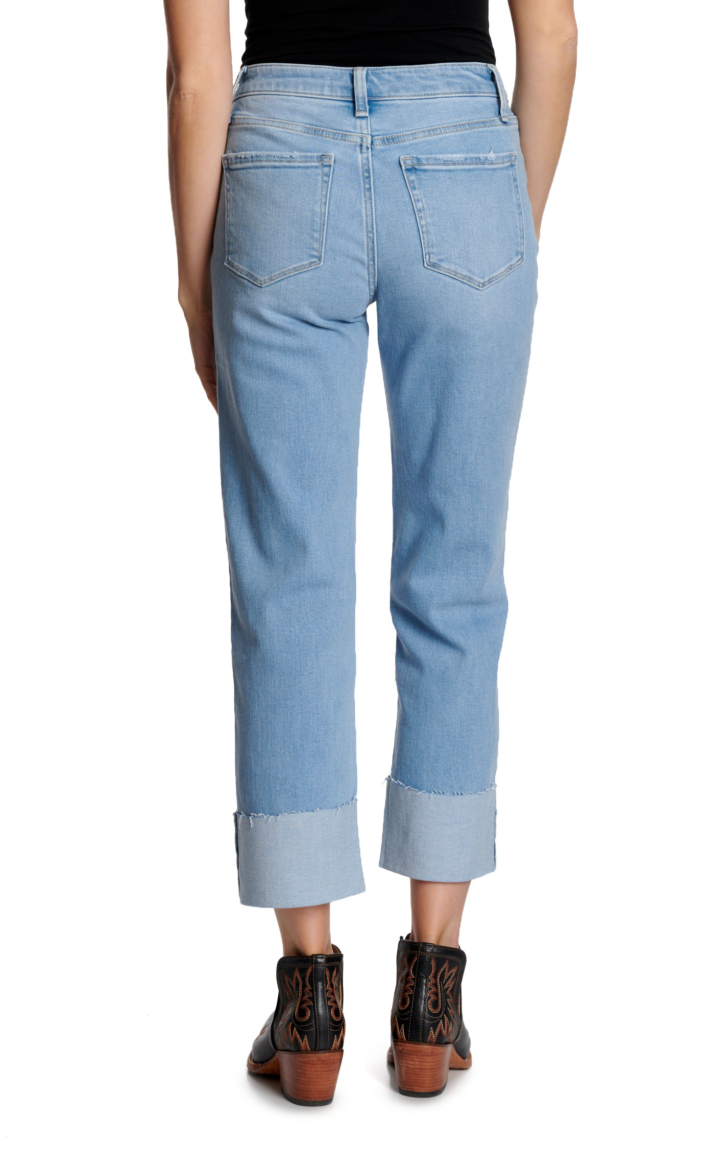 Vervet Women's Light Wash Cropped & Cuffed Straight Leg Jeans - Image 1