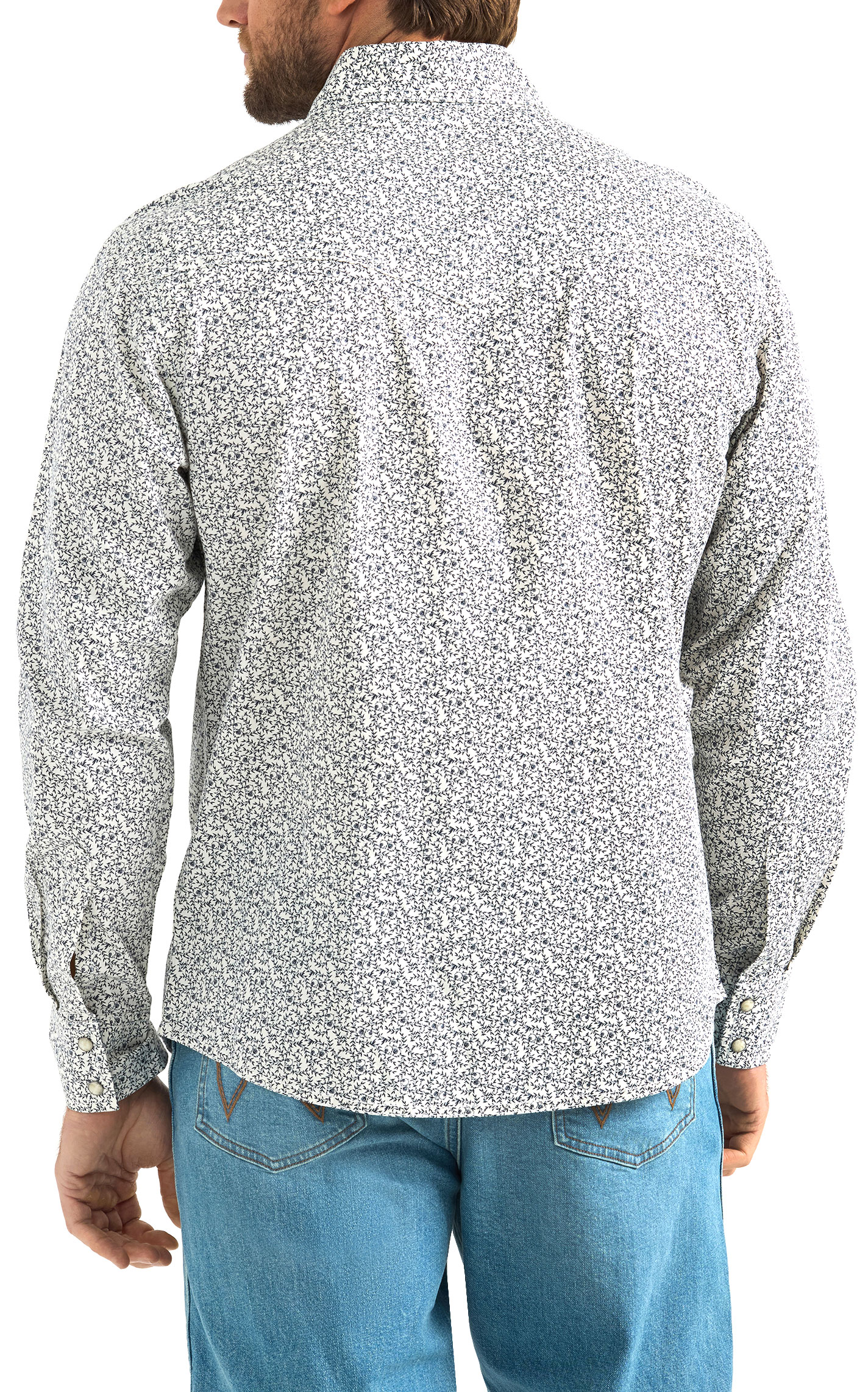 Wrangler Retro Men's Black & White Floral Western Shirt - Image 1