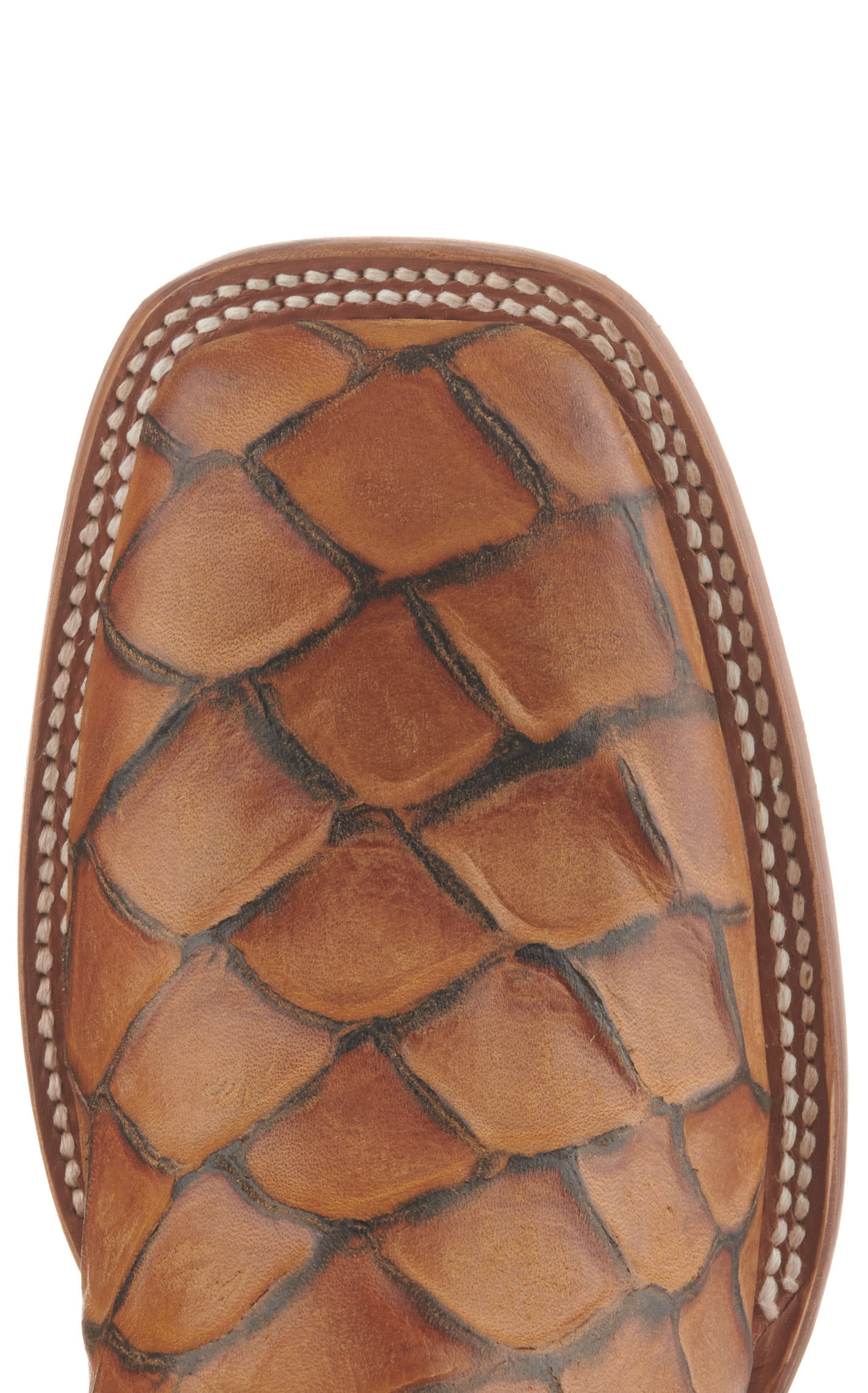 Cavender's Men's Endurance Rustic Tan Pirarucu Print Square Toe Cowboy Boots - Image 1