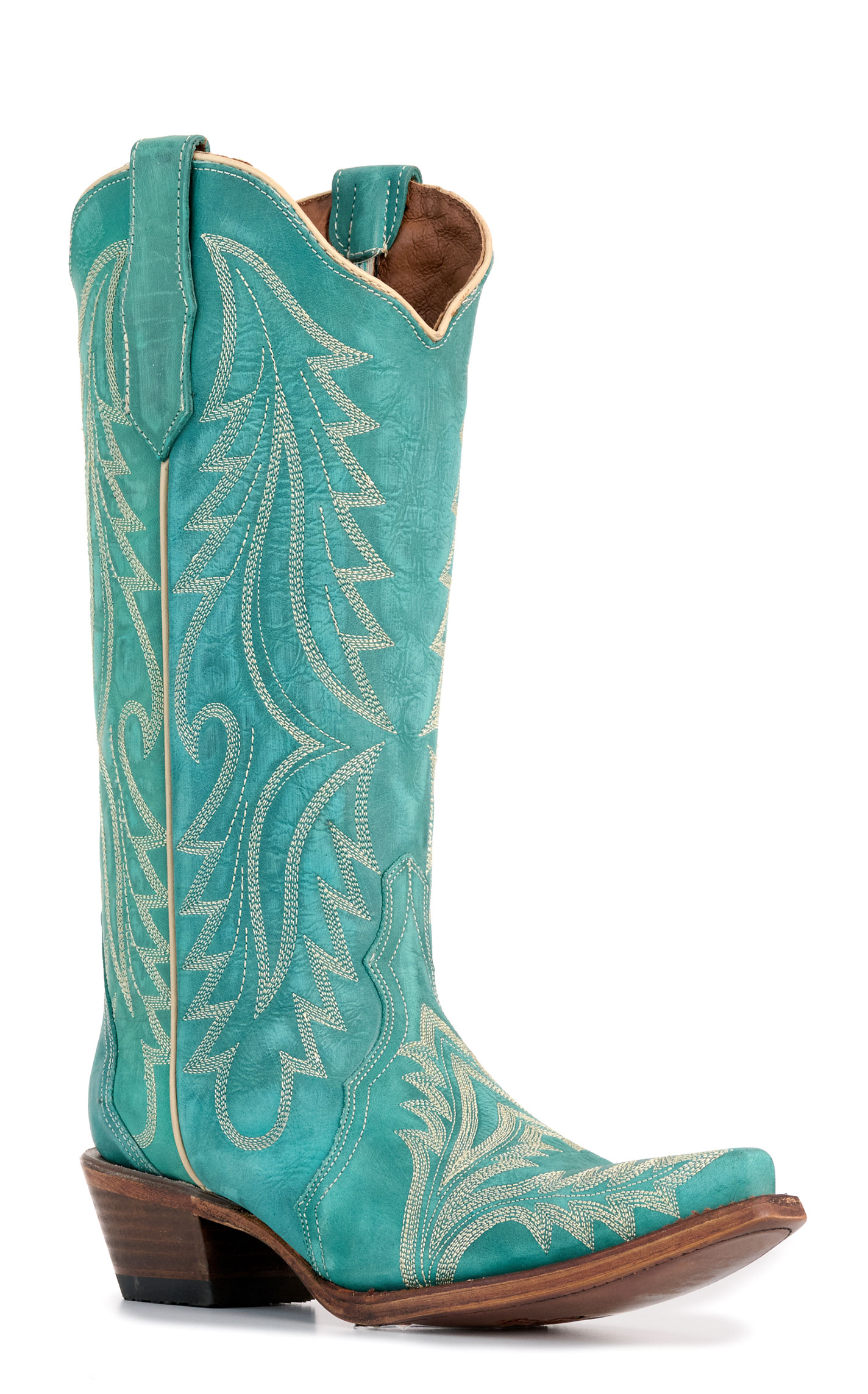 Circle G by Corral Women's Turquoise Heavy Stitched Snip Toe Cowboy Boots - Image 1