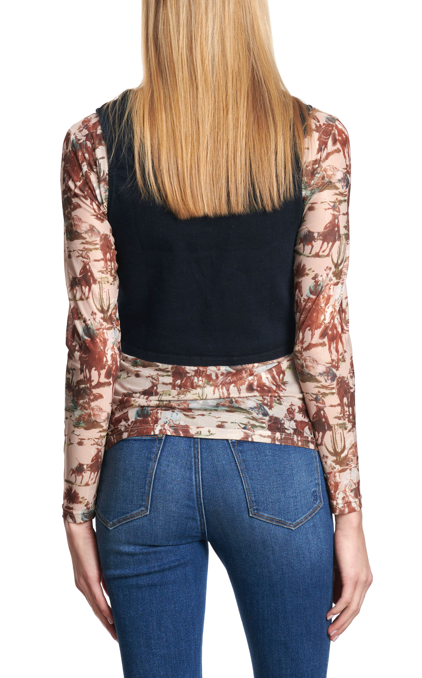 One Up Women's Midnight Dark Wash Denim Vest - Image 1