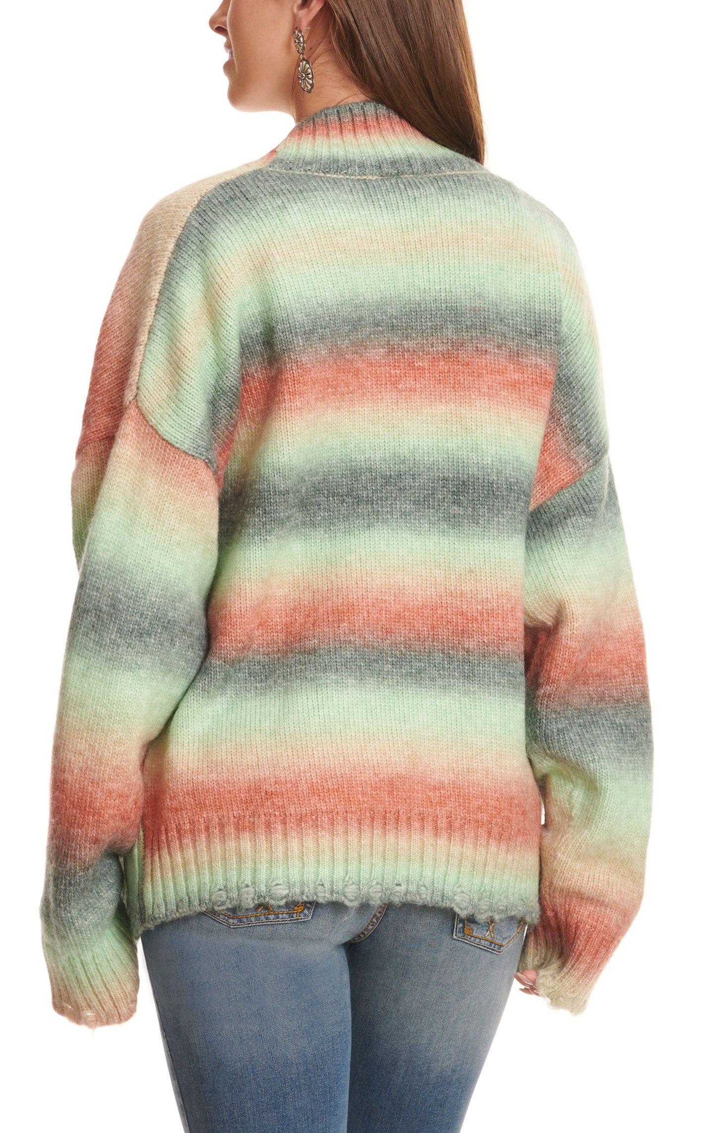Wrangler Retro Women's Ocean Sunrise Stripe Long Sleeve Boyfriend Cardigan  - Image 1