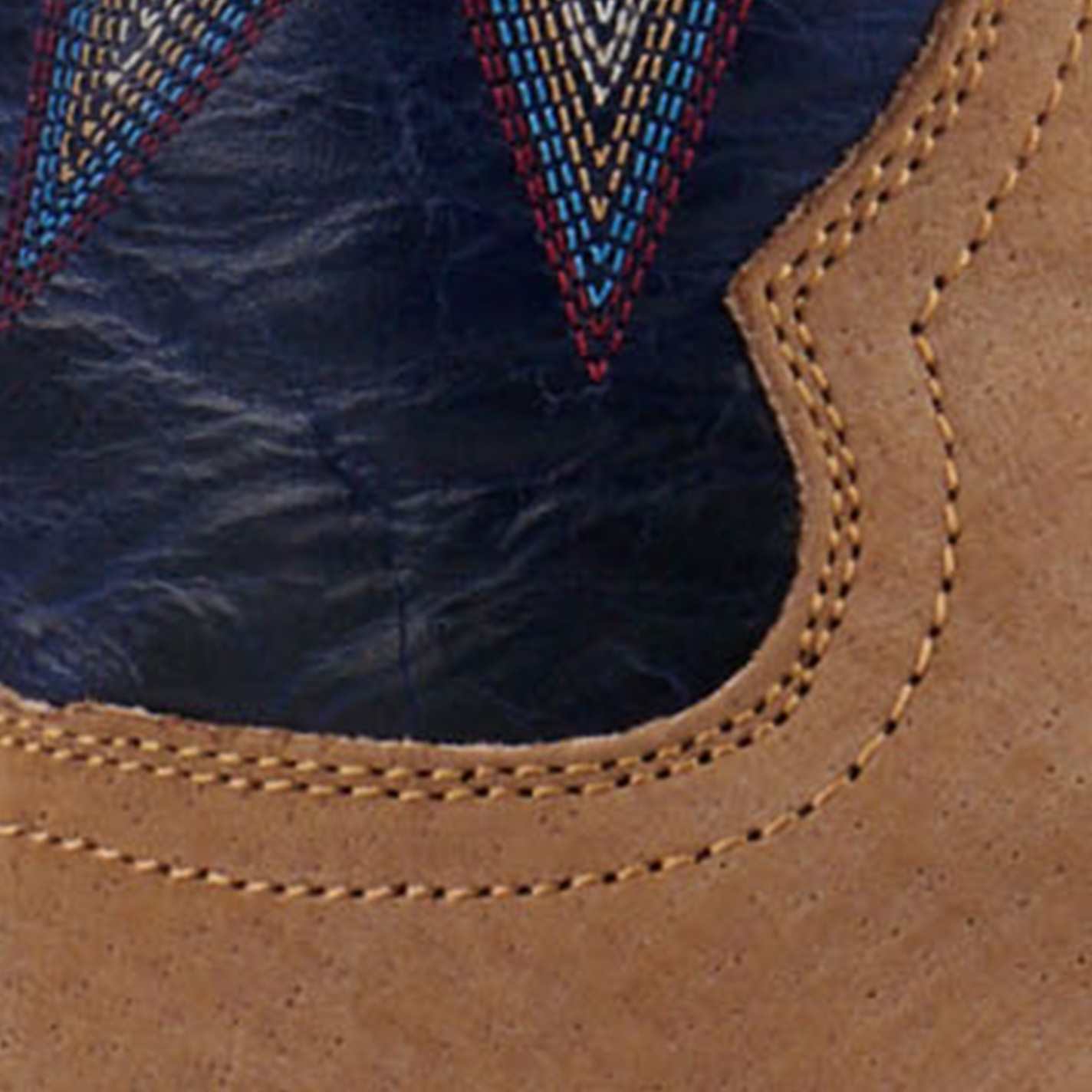 R. Watson Men's Cafe Brown Boar Hide and Azule Blue Wide Square Toe Cowboy Boots - Image 1