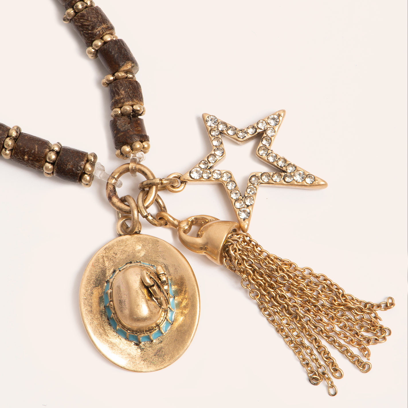 Lainey Wilson Gold & Natural Beaded Convertible Necklace Bracelet - Image 1
