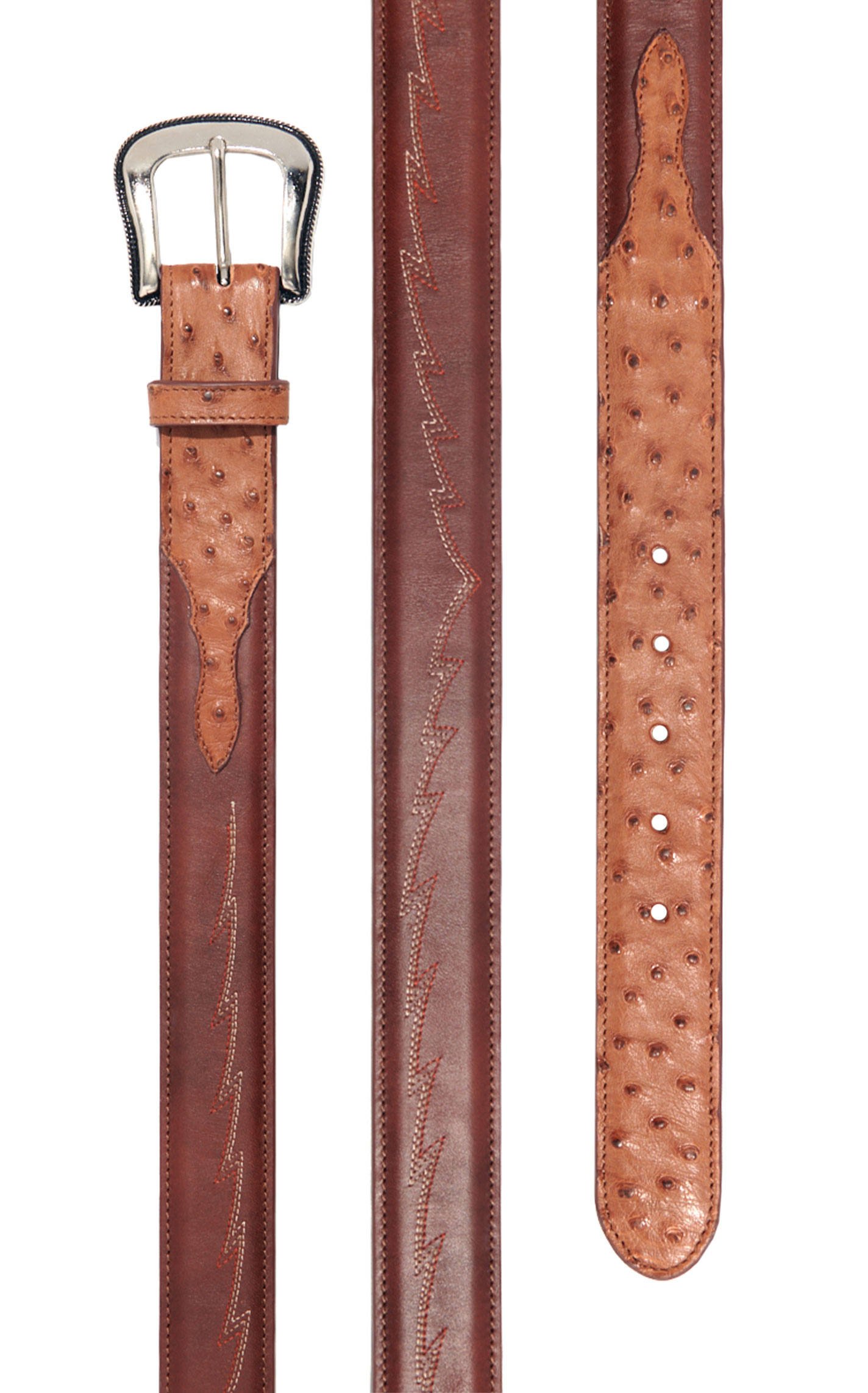 JRC & Sons Women's Jacqueline Cognac Full Quill Ostrich Western Belt - Image 1