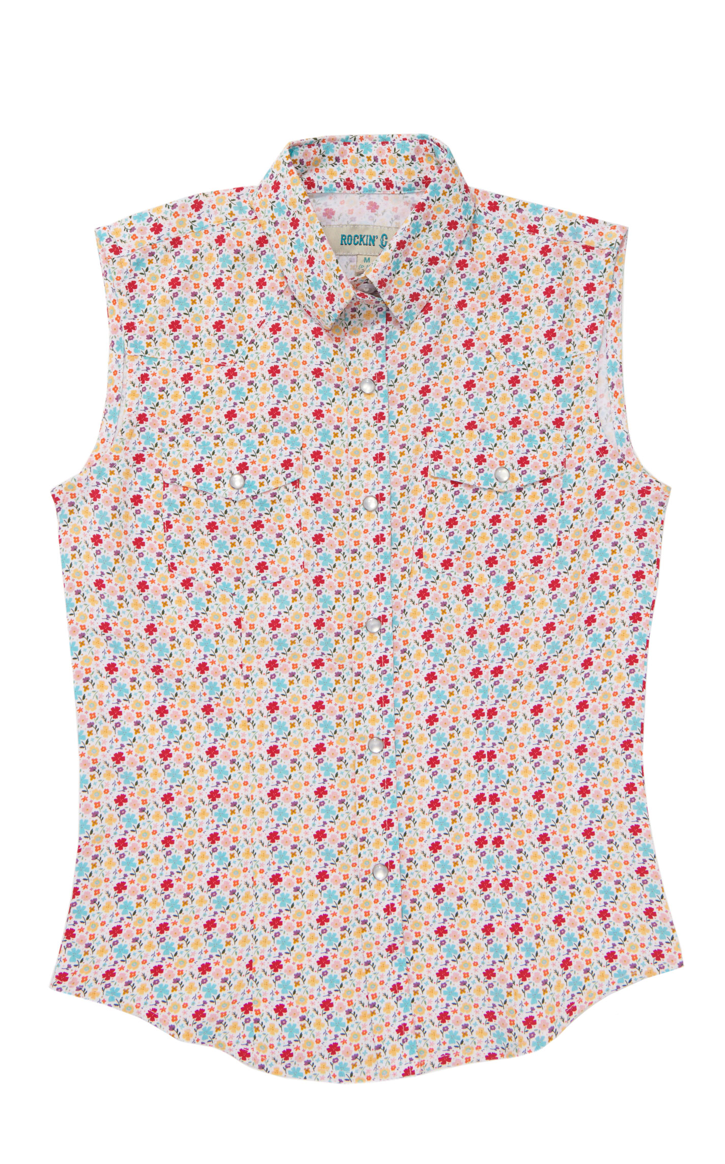 Rockin' C Girl's Multi-Colored Floral Snap Top - Image 1