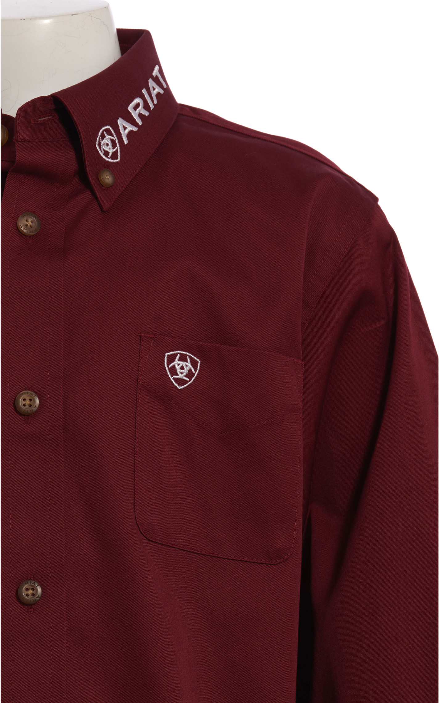 Ariat Boys' Burgundy Team Logo Long Sleeve Western Shirt - Image 1