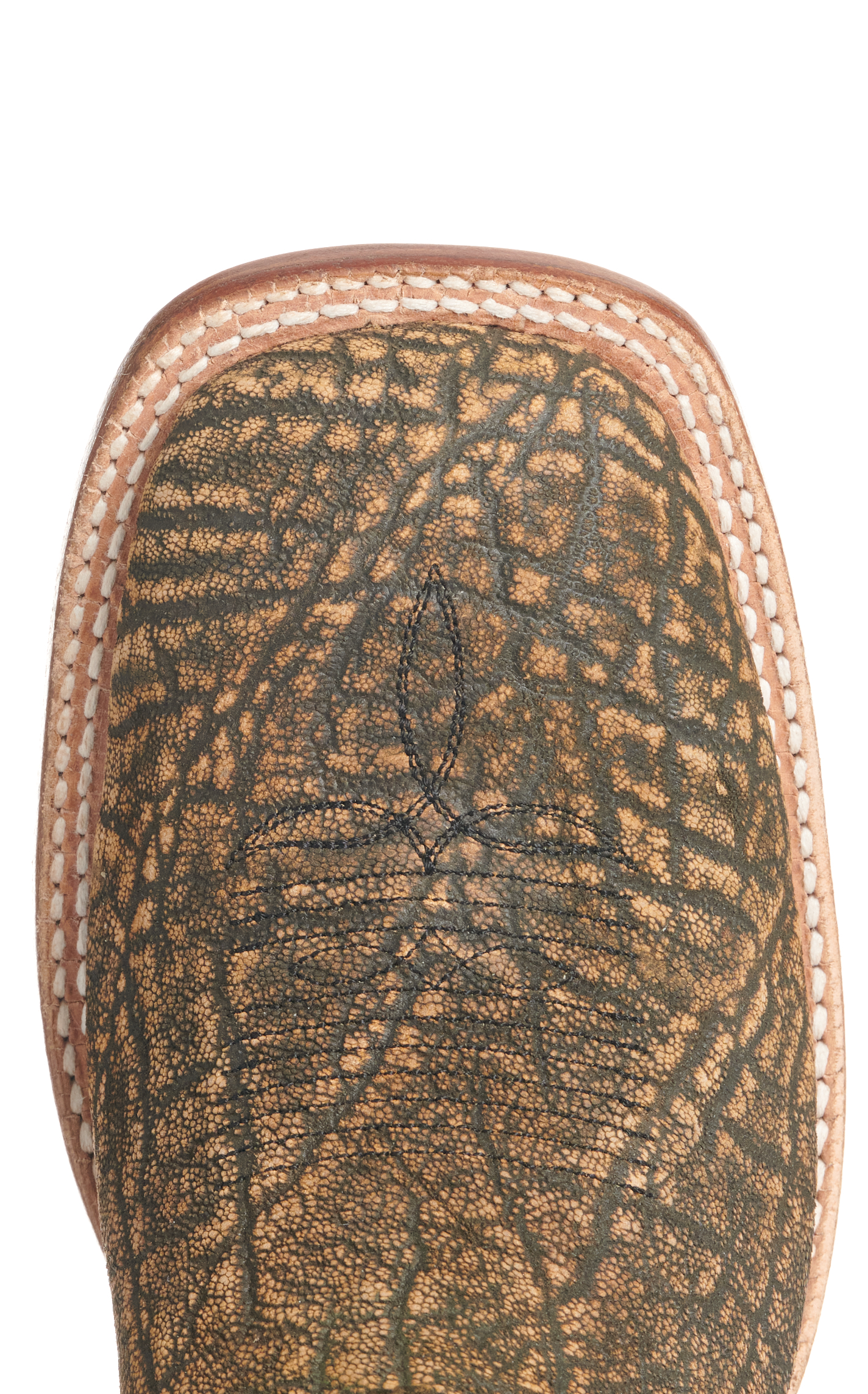 Tony Lama Men's Saddle Brown Elephant and Black Wide Square Toe Exotic Cowboy Boots - Cavender's Exclusive - Image 1