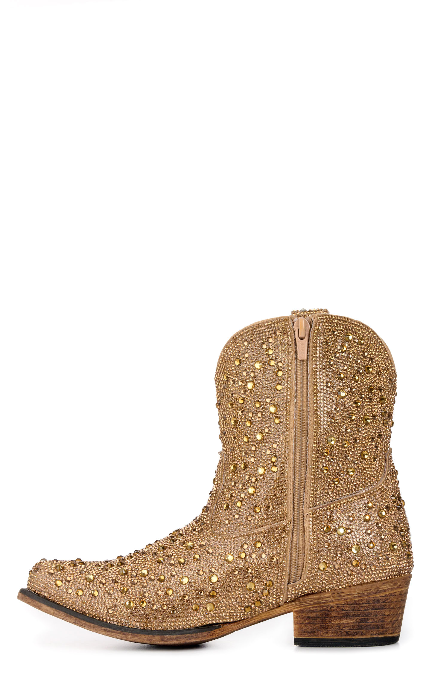 Roper Women's Shay Jewels Tan Rhinestone Snip Toe Cowboy Booties - Image 1