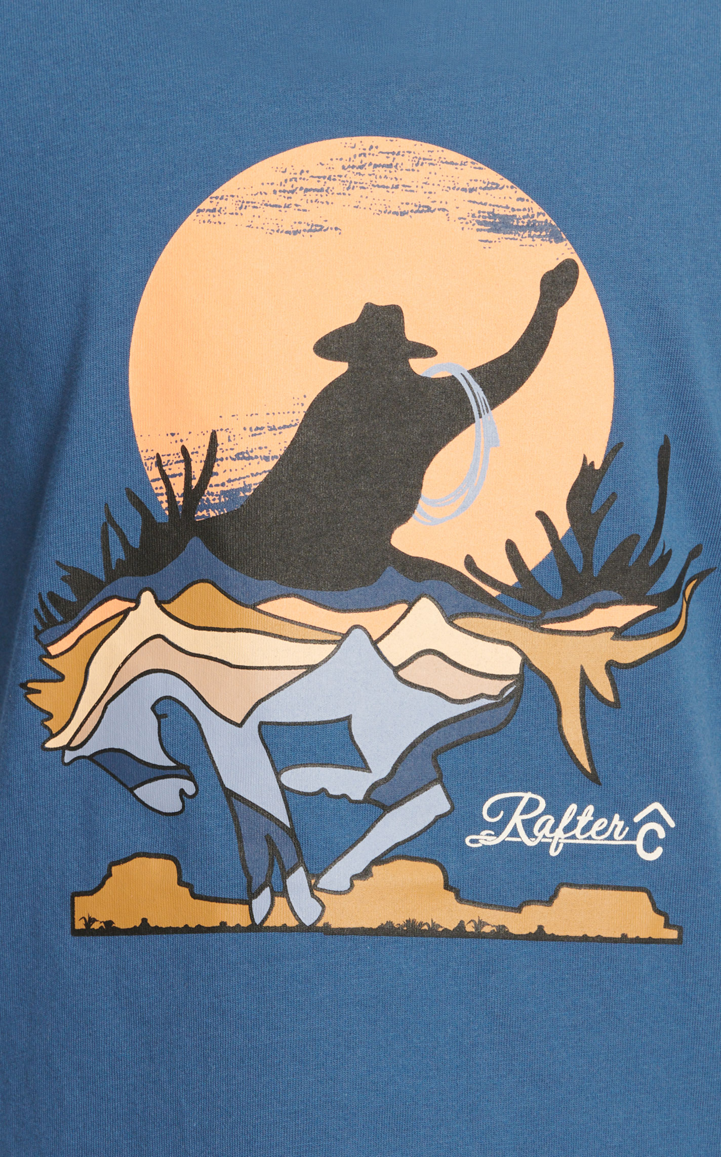 Rafter C Boy's Aegean Blue Bronc & Rider Logo Graphic Short Sleeve T-Shirt - Image 1