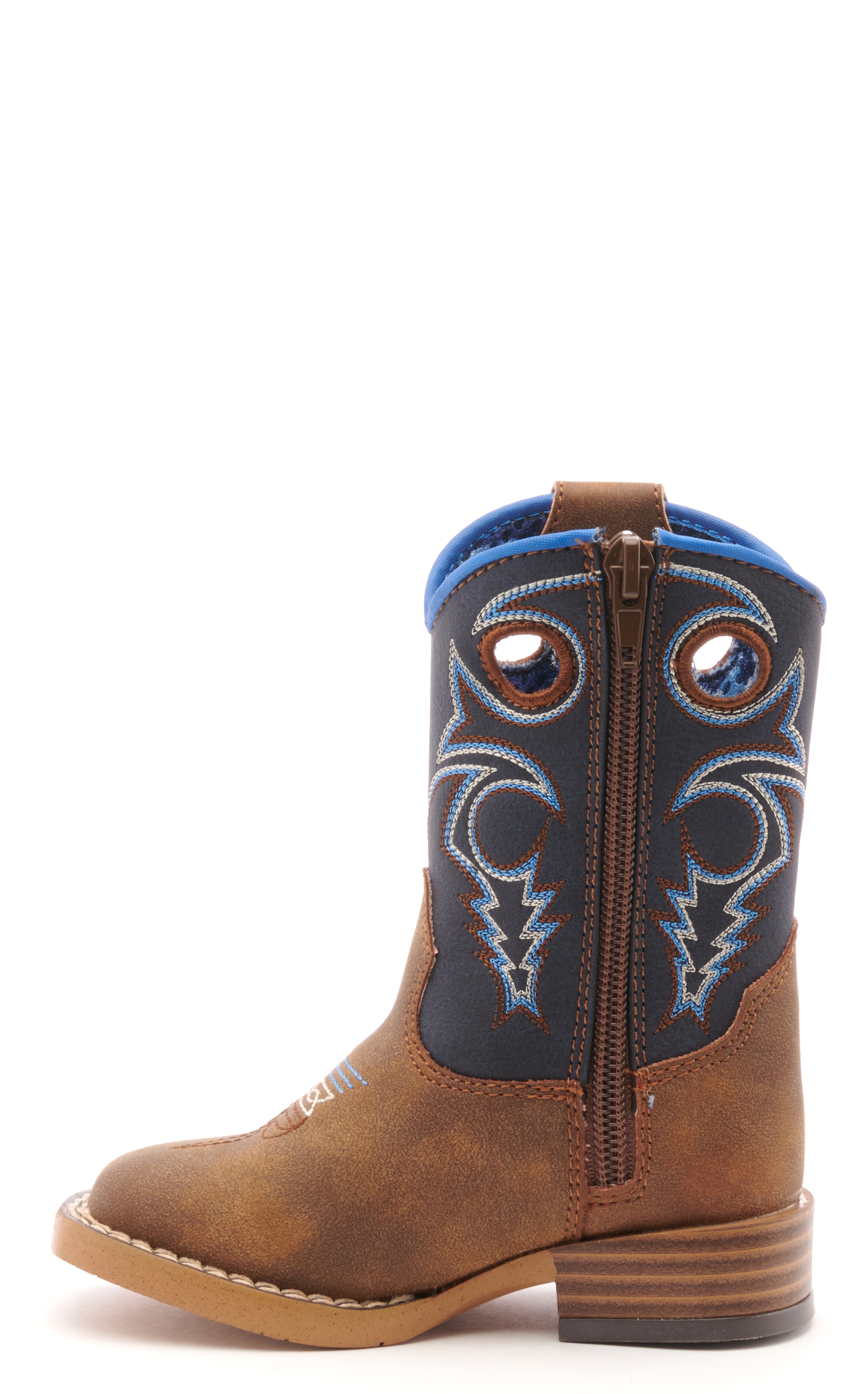 Twister Toddler Ben Baby Bucker Brown and Navy Square Toe Cowboy Boots - Image 1