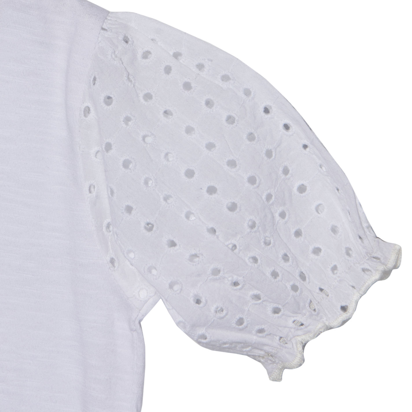 Rockin C Girl's White Eyelet Puff Sleeve Top - Image 1