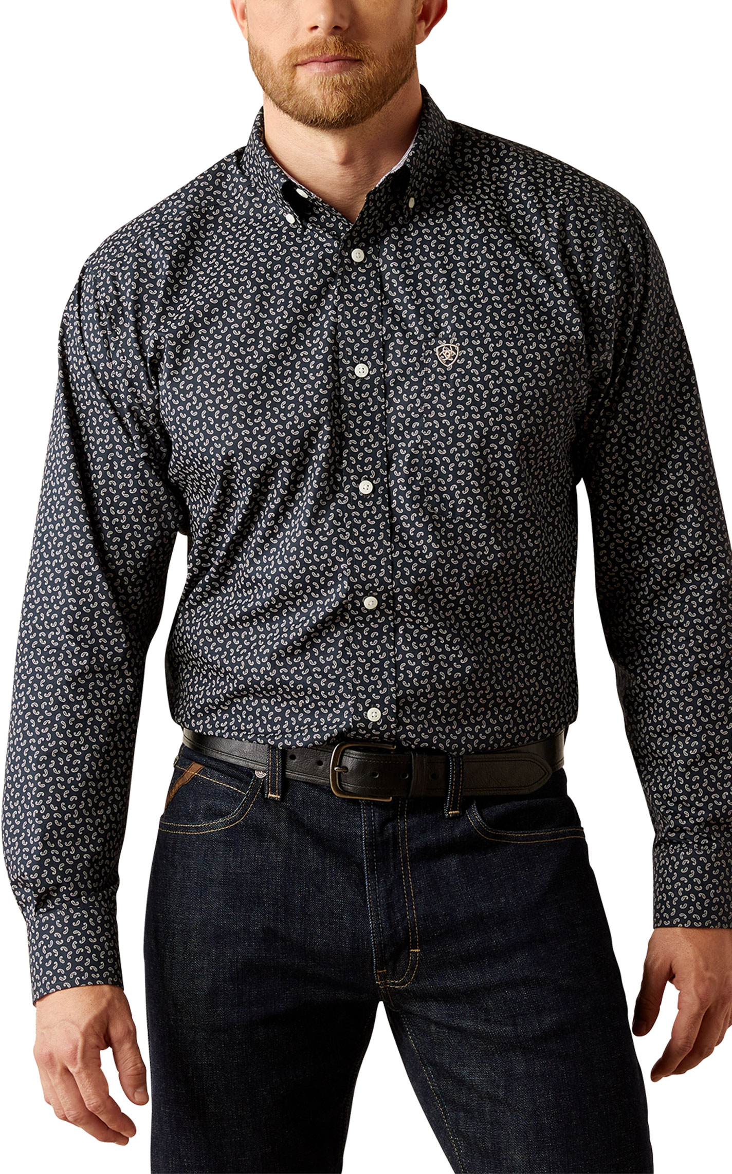 Ariat Men's Ralph Black & White Mini Paisley Western Shirt - Image 3