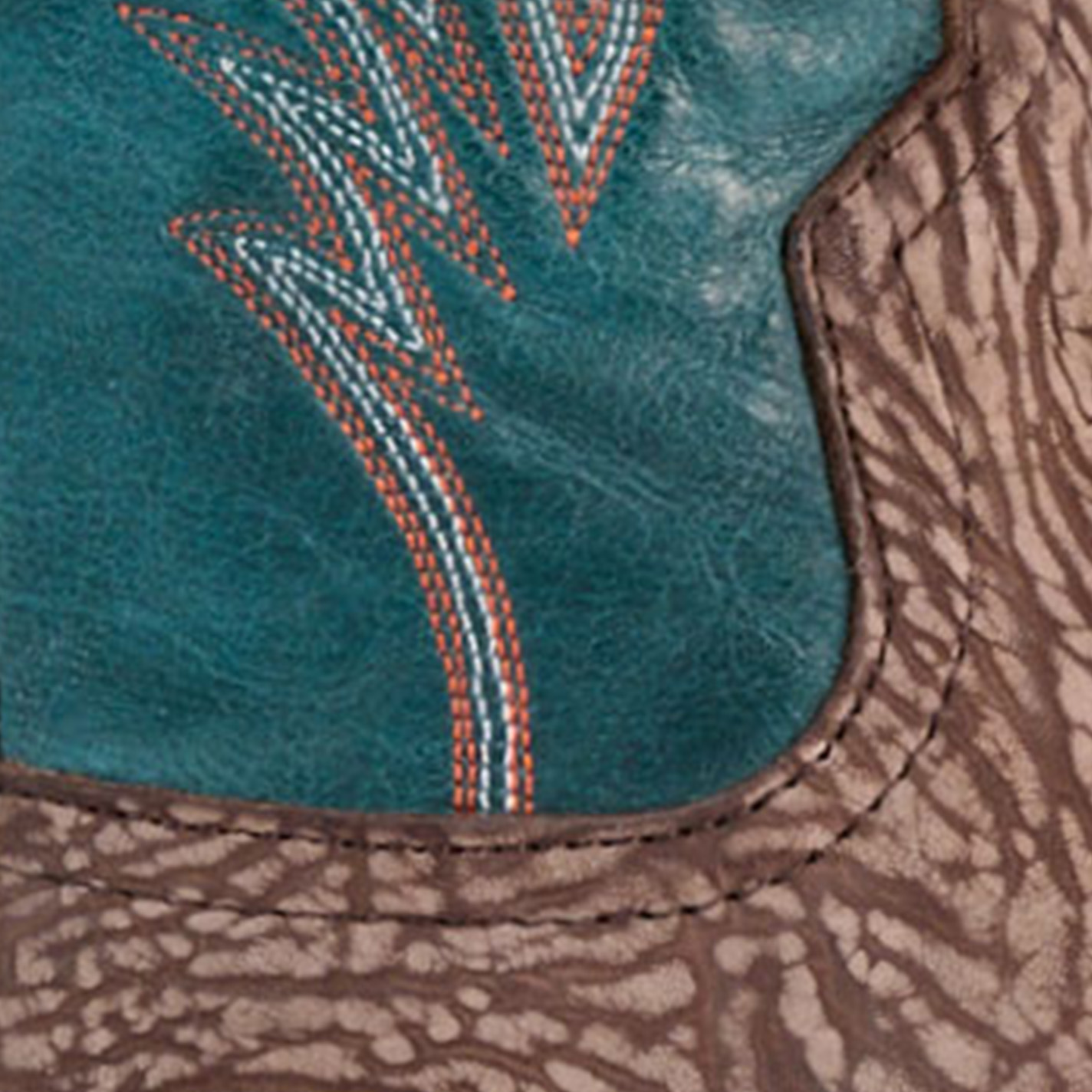 Anderson Bean Men's Brown and Teal Hybrid Wide Square Toe Cowboy Boots - Image 1