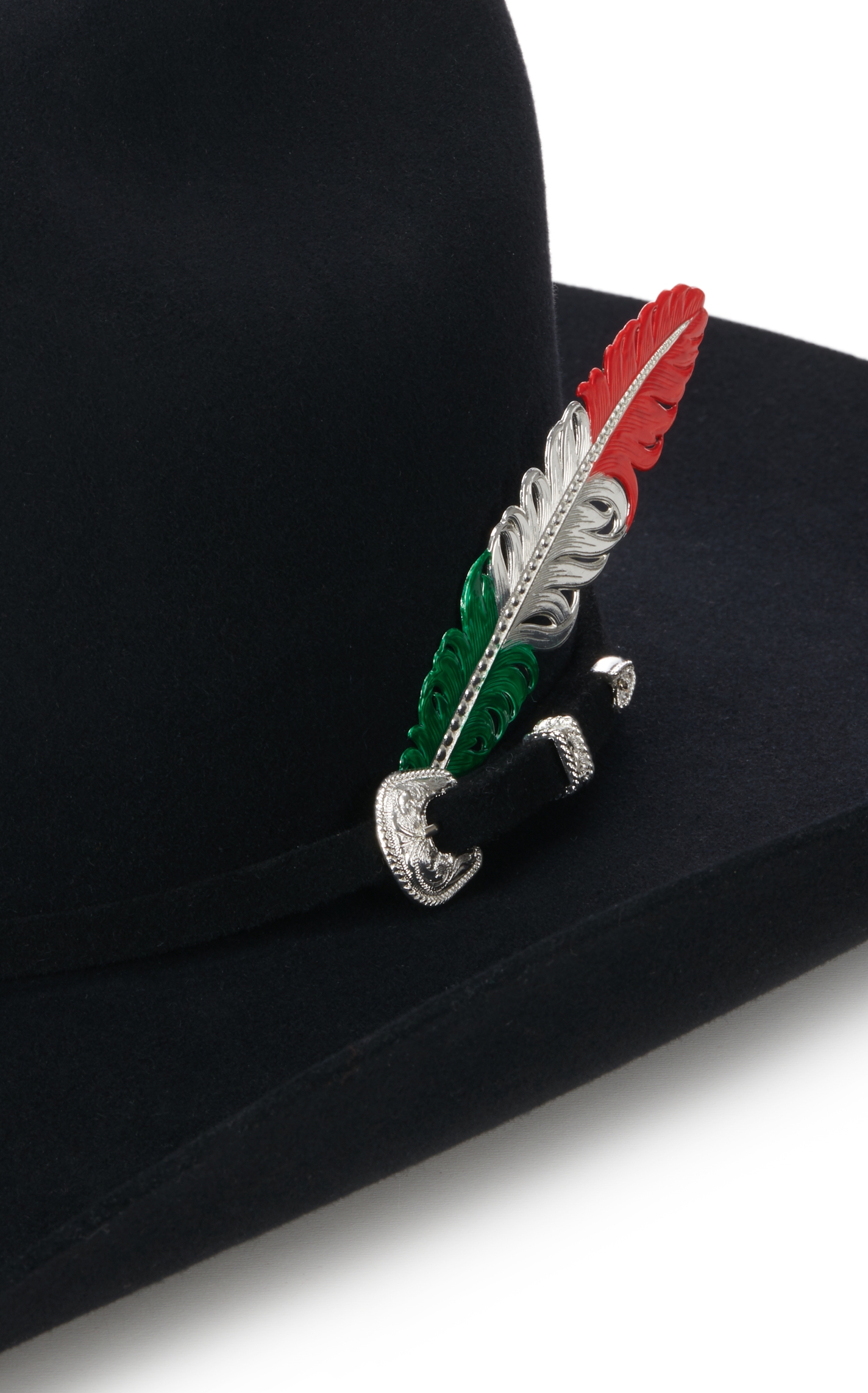 Montana Silversmiths Mexico Flag Hat Feather - Image 1