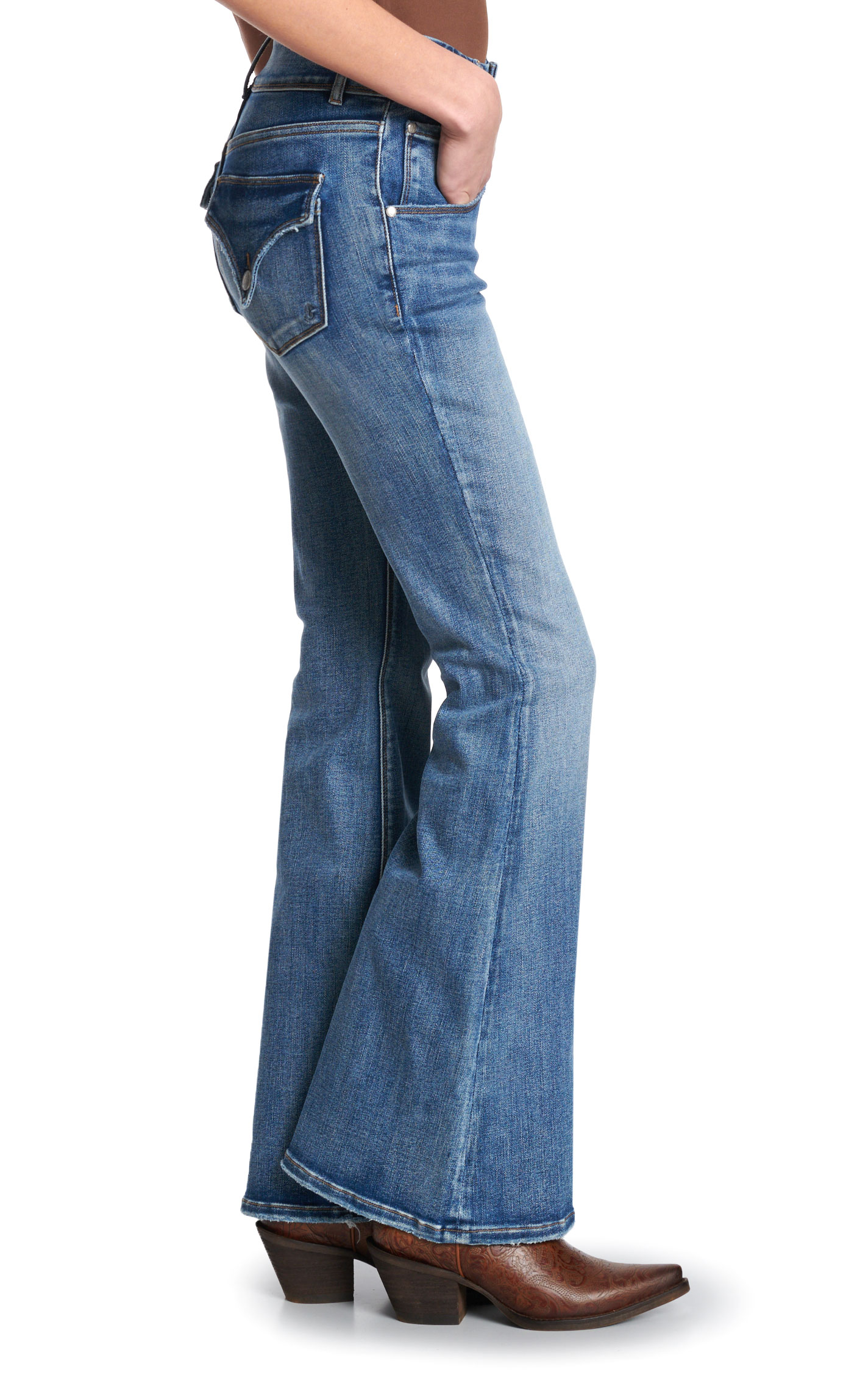 Rockin' C Women's Medium Wash High Rise Flare Leg Jeans - Image 1