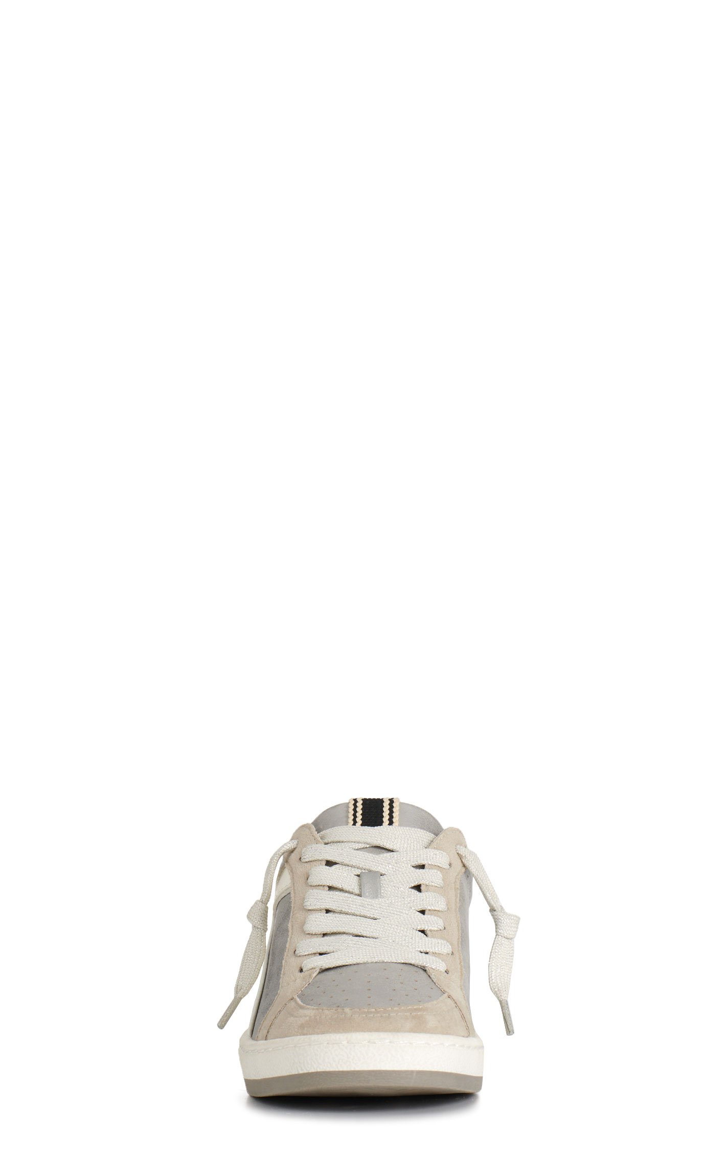 Shushop Women’s Salma Beige & Metallic Silver Almond Toe Casual Shoes - Image 1