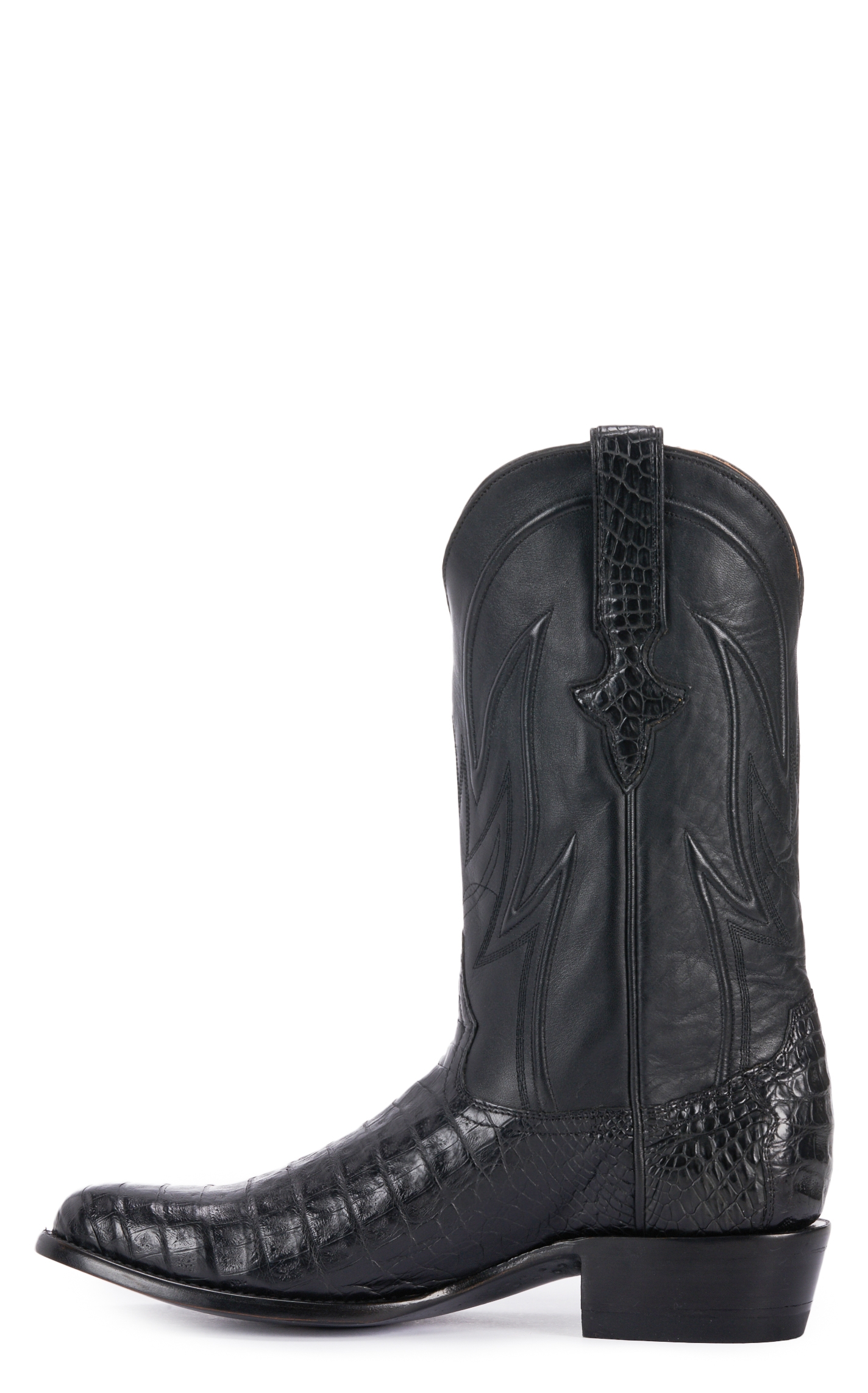 JRC & Sons Men's Weldon Caiman Belly Round Toe Exotic Cowboy Boot in Black - Image 1