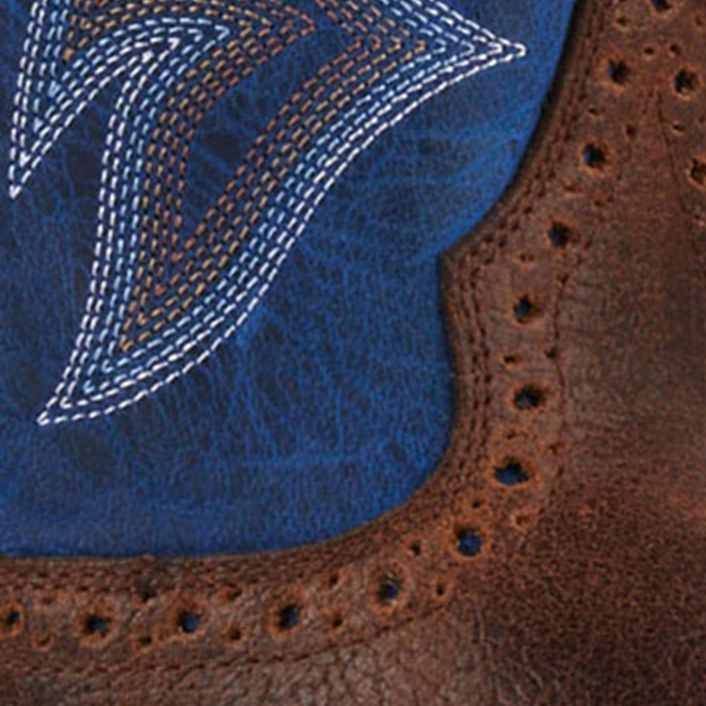 Cavender's Men's Tobacco and Blue Feather Weight Wide Square Toe Cowboy Boots - Image 1