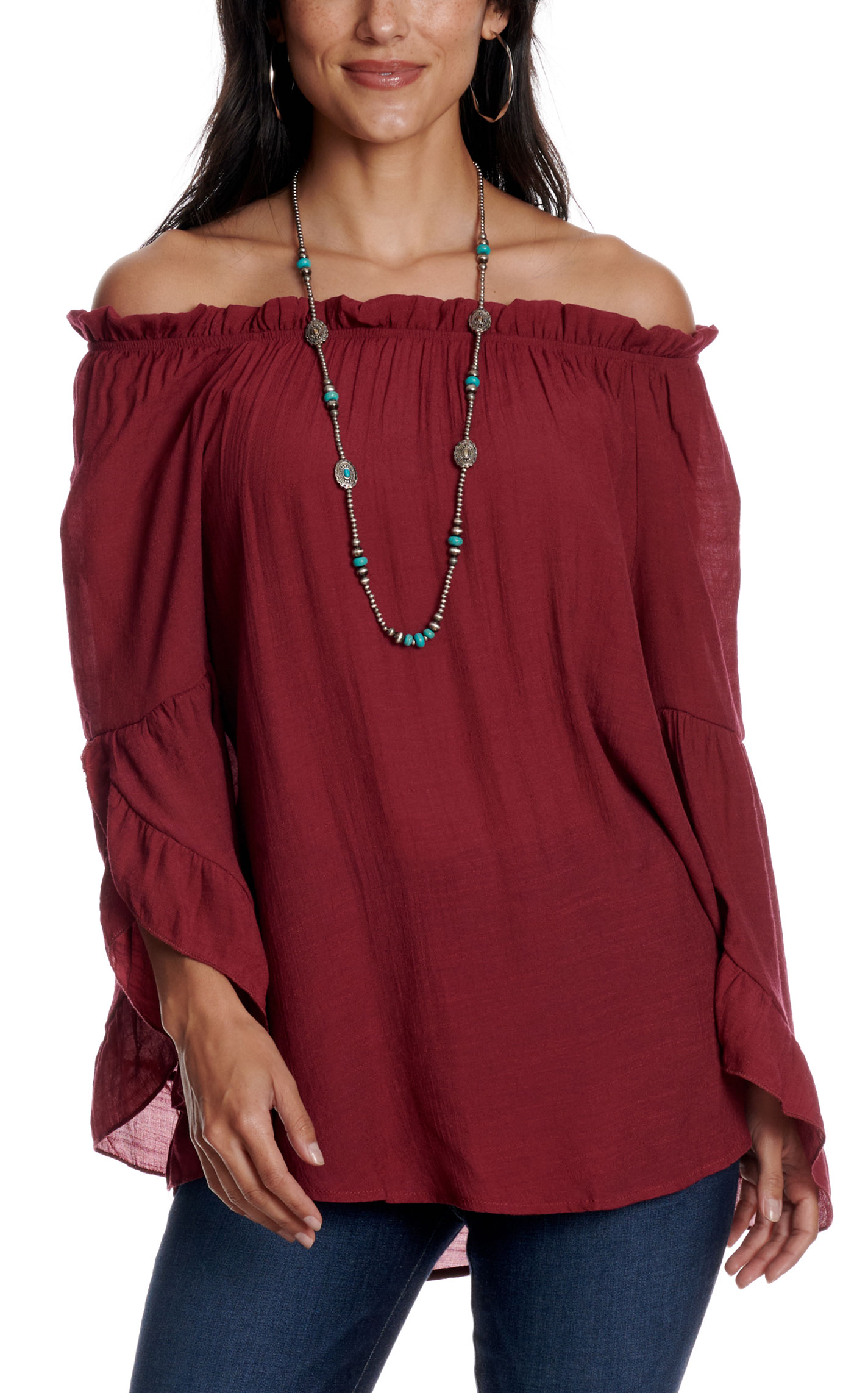 Fashion Express Women's Wine Off The Shoulder Top - Image 1