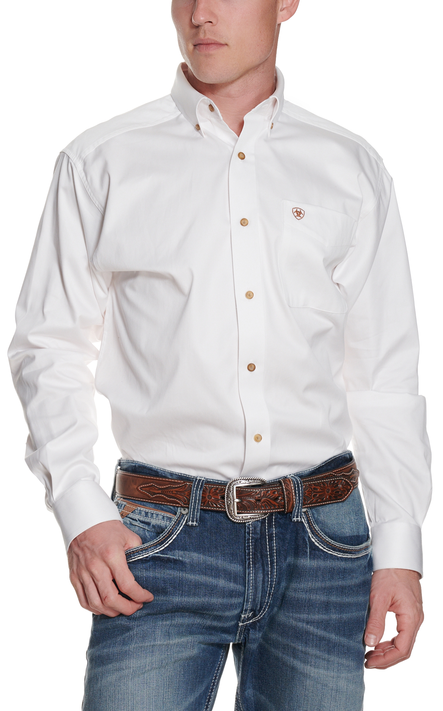 Ariat Men's Solid White Long Sleeve Western Shirt - Big & Tall - Image 1