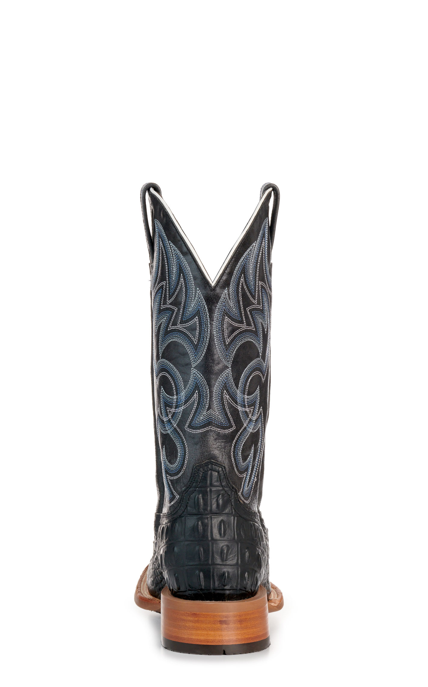 Cavender's Men's Intrepid Black Hornback Alligator Print and Gray Wide Square Toe Cowboy Boot - Image 1