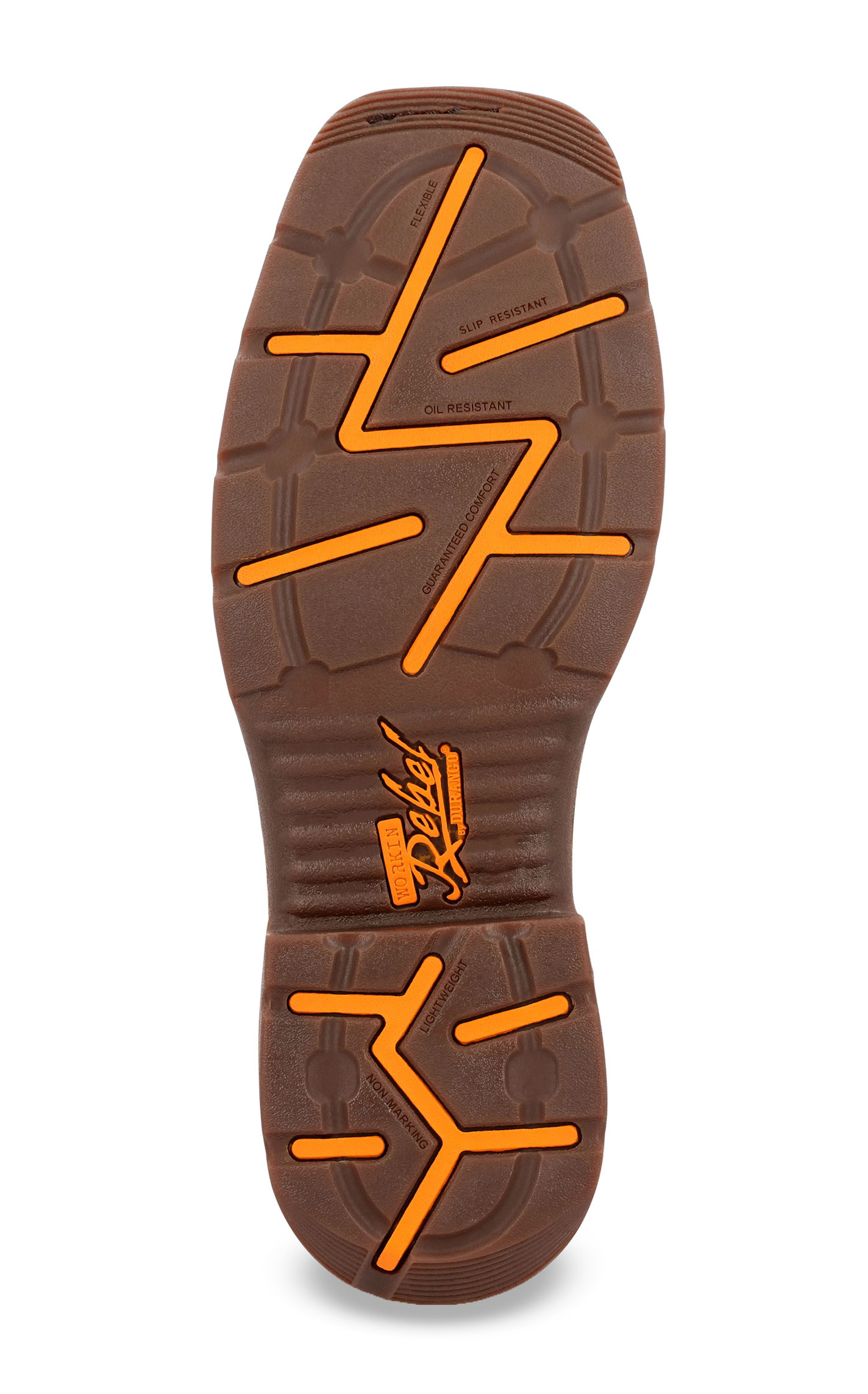 Durango Men’s Coffee & Orange Workin’ Rebel Wide Square Steel Toe Work Boots - Image 1