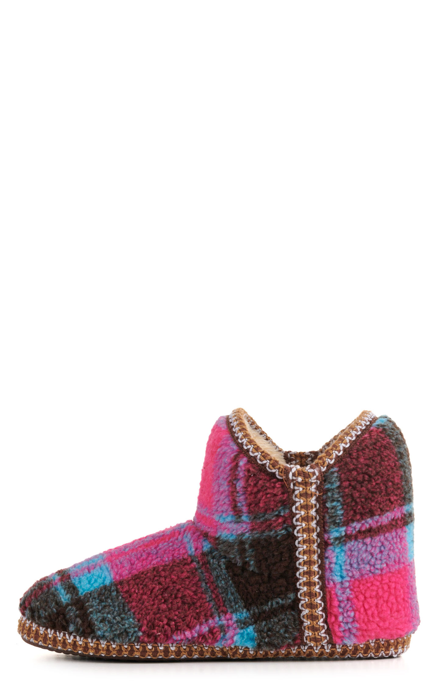 Blazin Roxx Women's Courtney Pink and Turquoise Plaid Bootie Slipper - Image 1