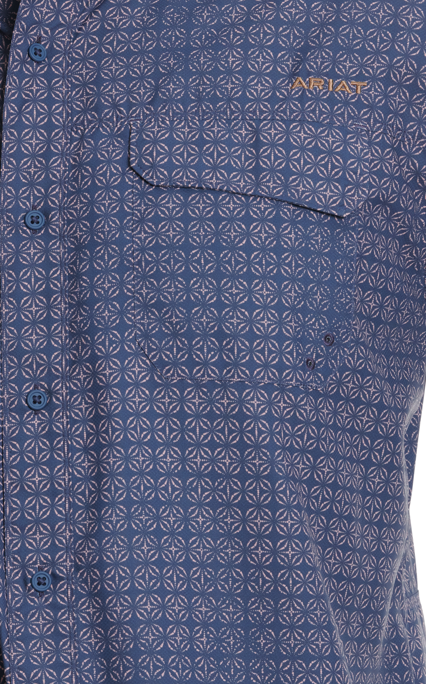Ariat Men's VentTEK Outbound Midnight Navy & Dusty Pink Geo Print Short Sleeve Shirt - Image 1
