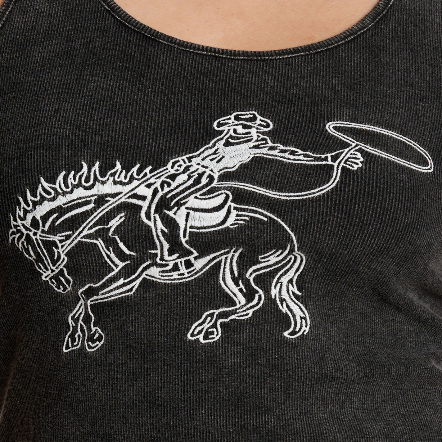 Marigold Kiss Women's Charcoal Bronc Bustin' Graphic Sleeveless Top - Image 3