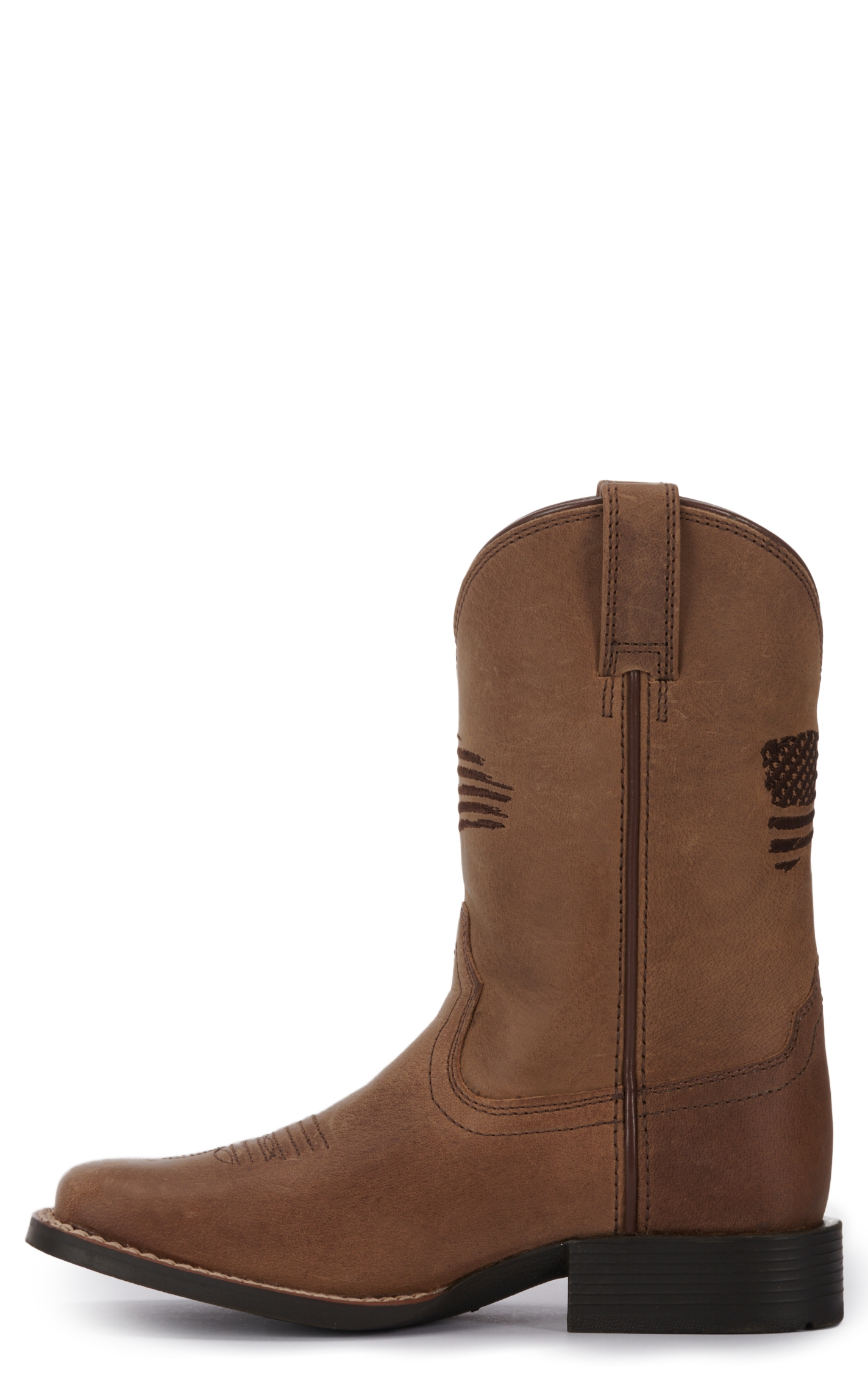 Ariat Youth Patriot 2.0 Weathered Tan with Flag Embroidery Square Toe Cowboy Boots - Image 1
