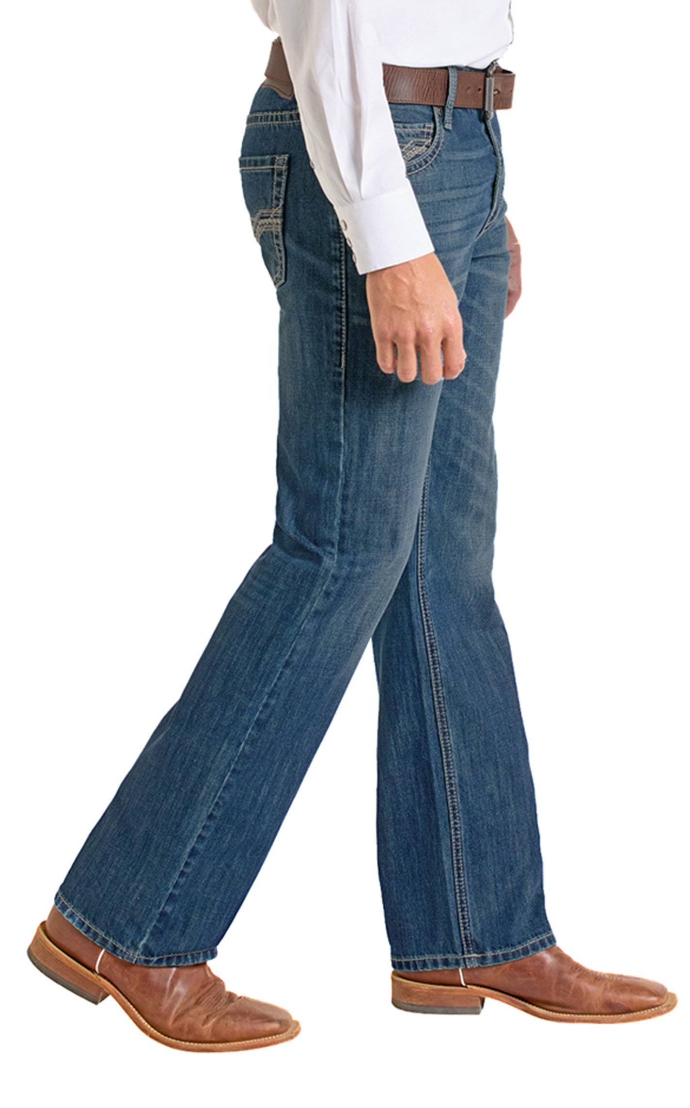 Rock & Roll Denim Men's Double Barrel Medium Wash Vintage Straight Leg Jeans - Image 1
