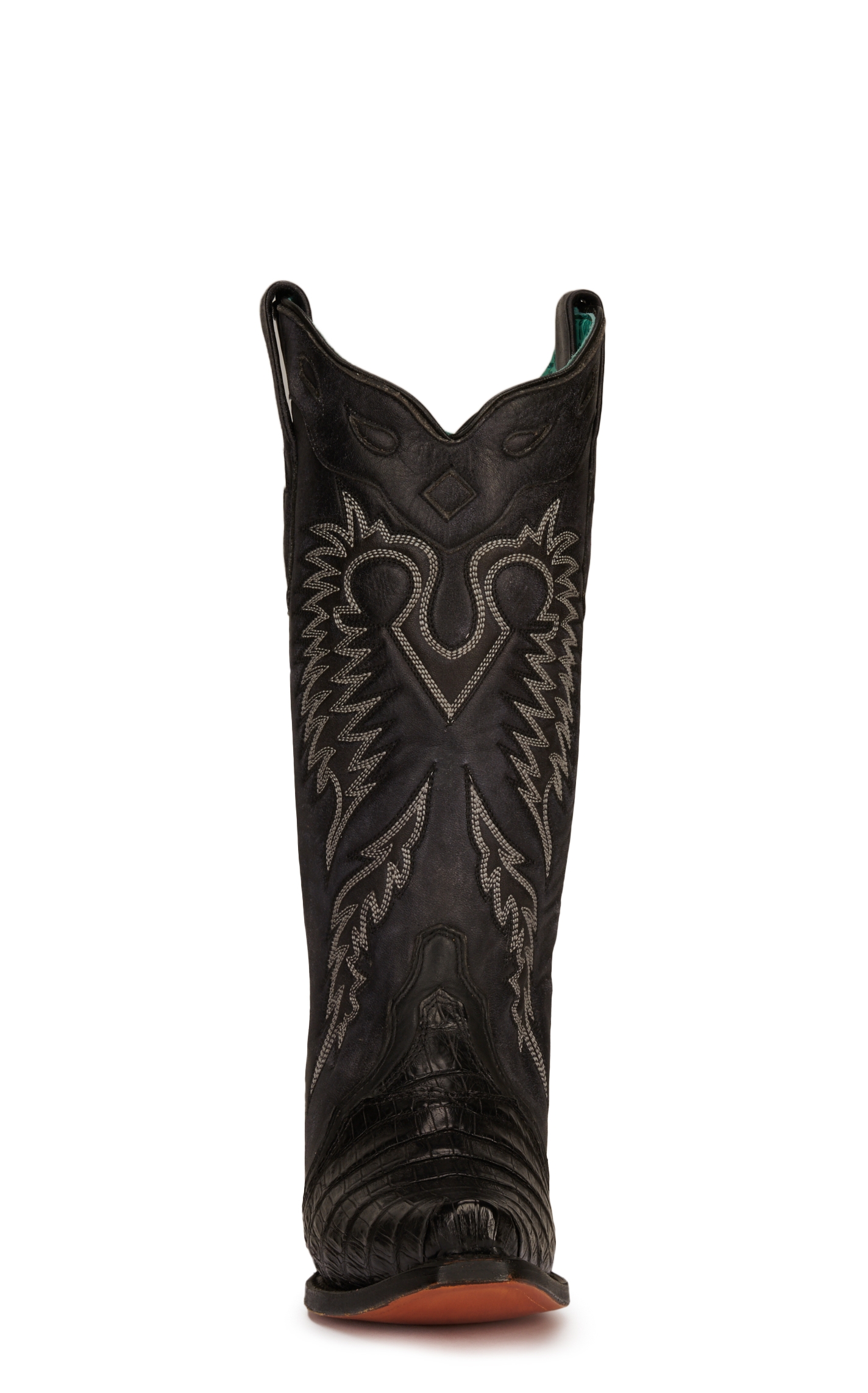 Corral Women's Black Caiman Snip Toe Exotic Cowboy Boots - Image 1