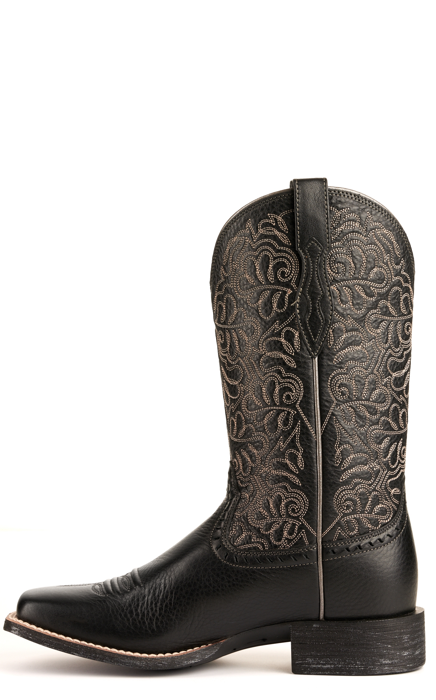 Ariat Women's Round Up Remuda Black Deertan Wide Square Toe Cowboy Boots - Image 1