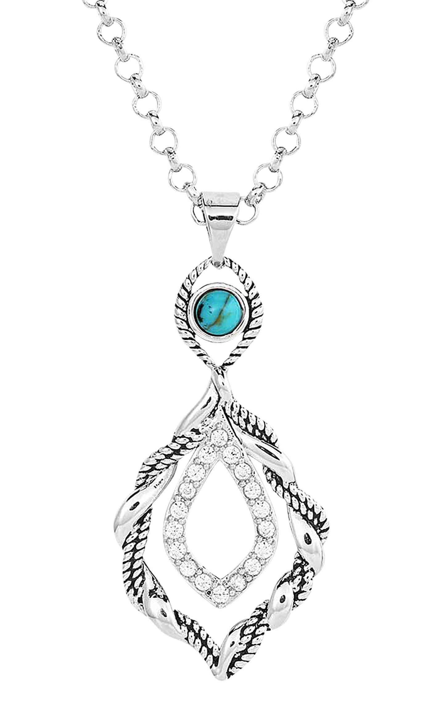 Montana Silversmiths Silver Twisted In Time Teardrop & Turquoise Pendant Necklace  - Image 2