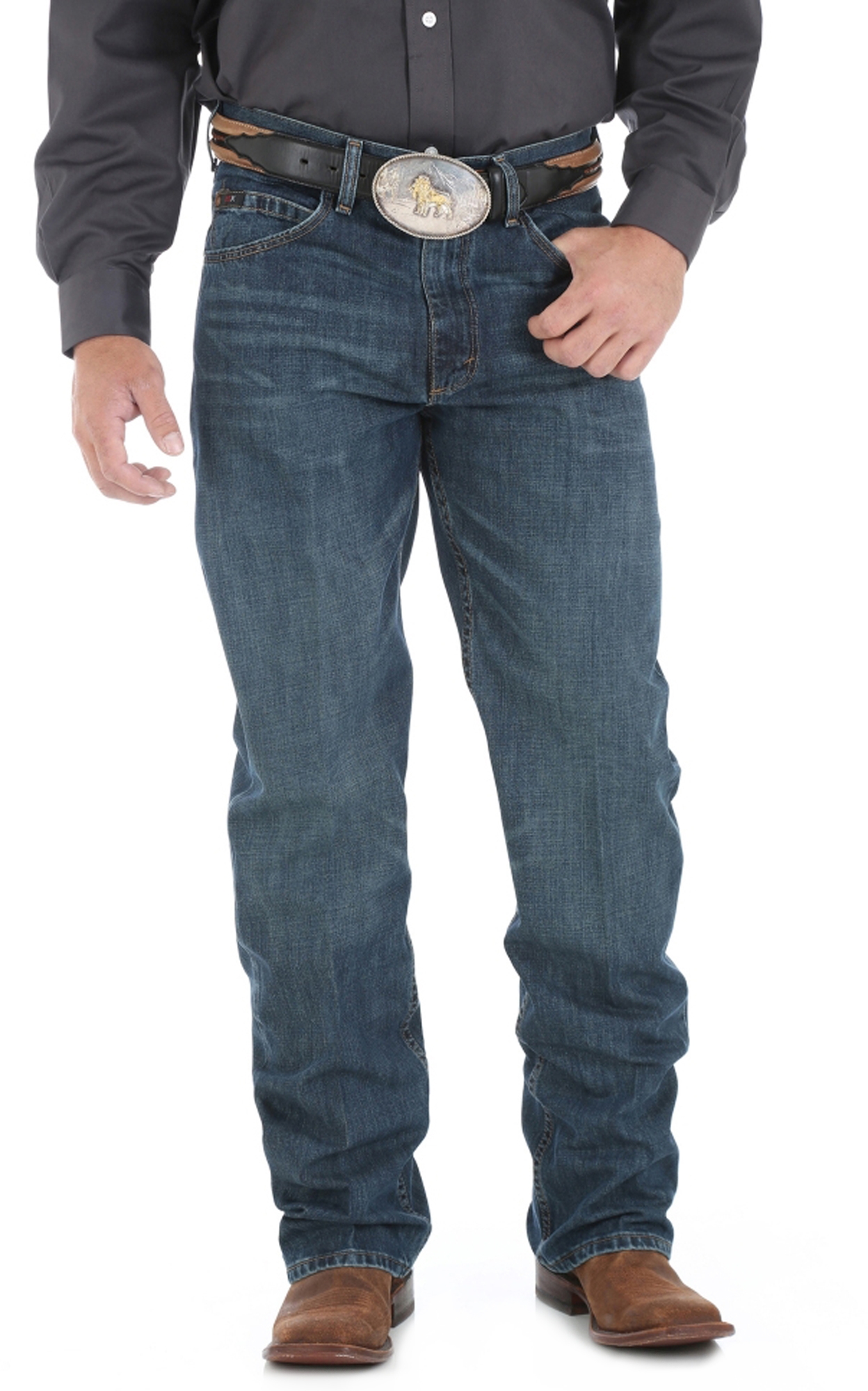 Wrangler 20X Men's 01 Competition River Medium Wash Relaxed Fit Boot Cut Jean - Long Length - Image 1