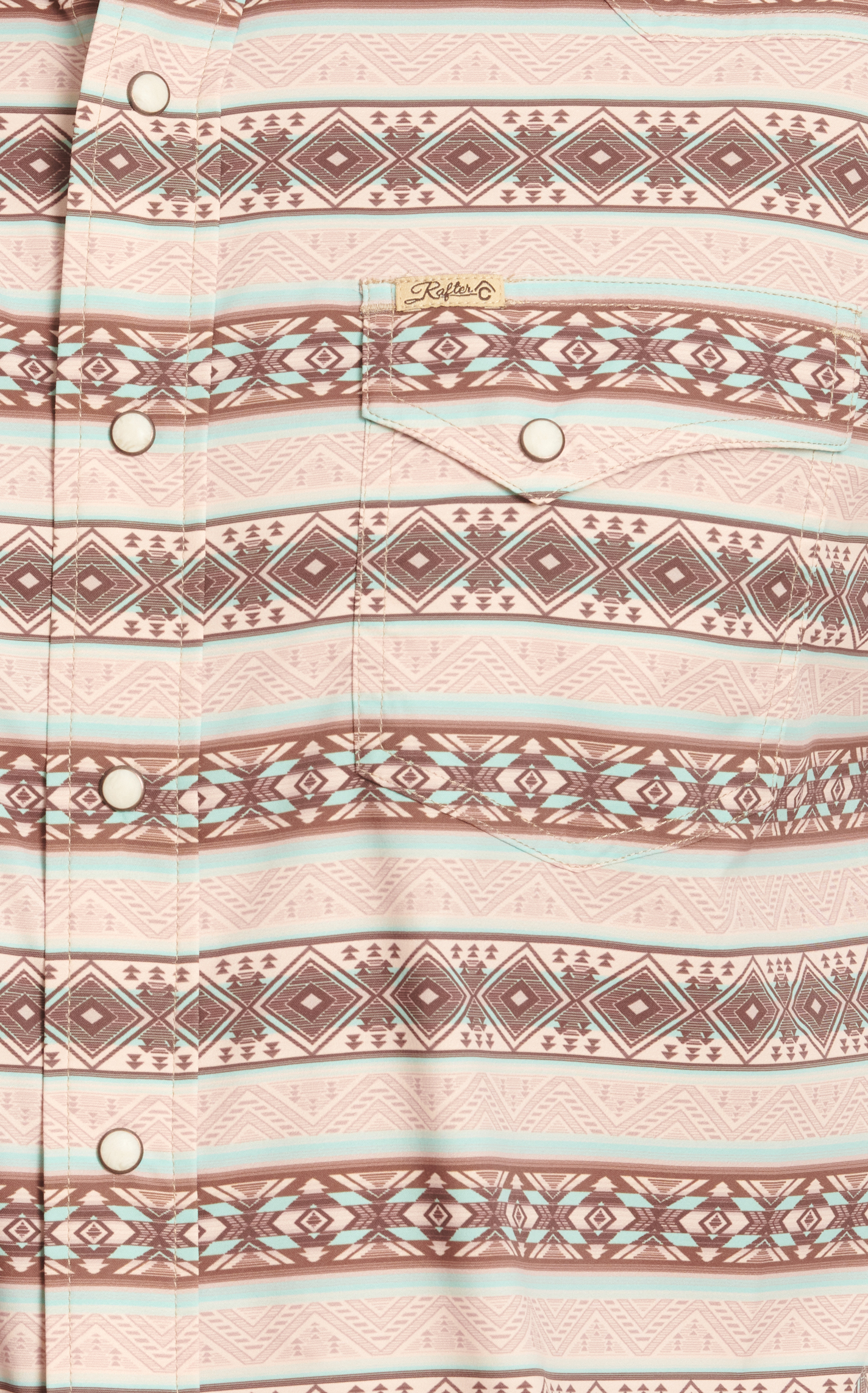 Rafter C Outdoors Men's Sand & Sea Green Aztec Print Fishing Shirt - Image 1