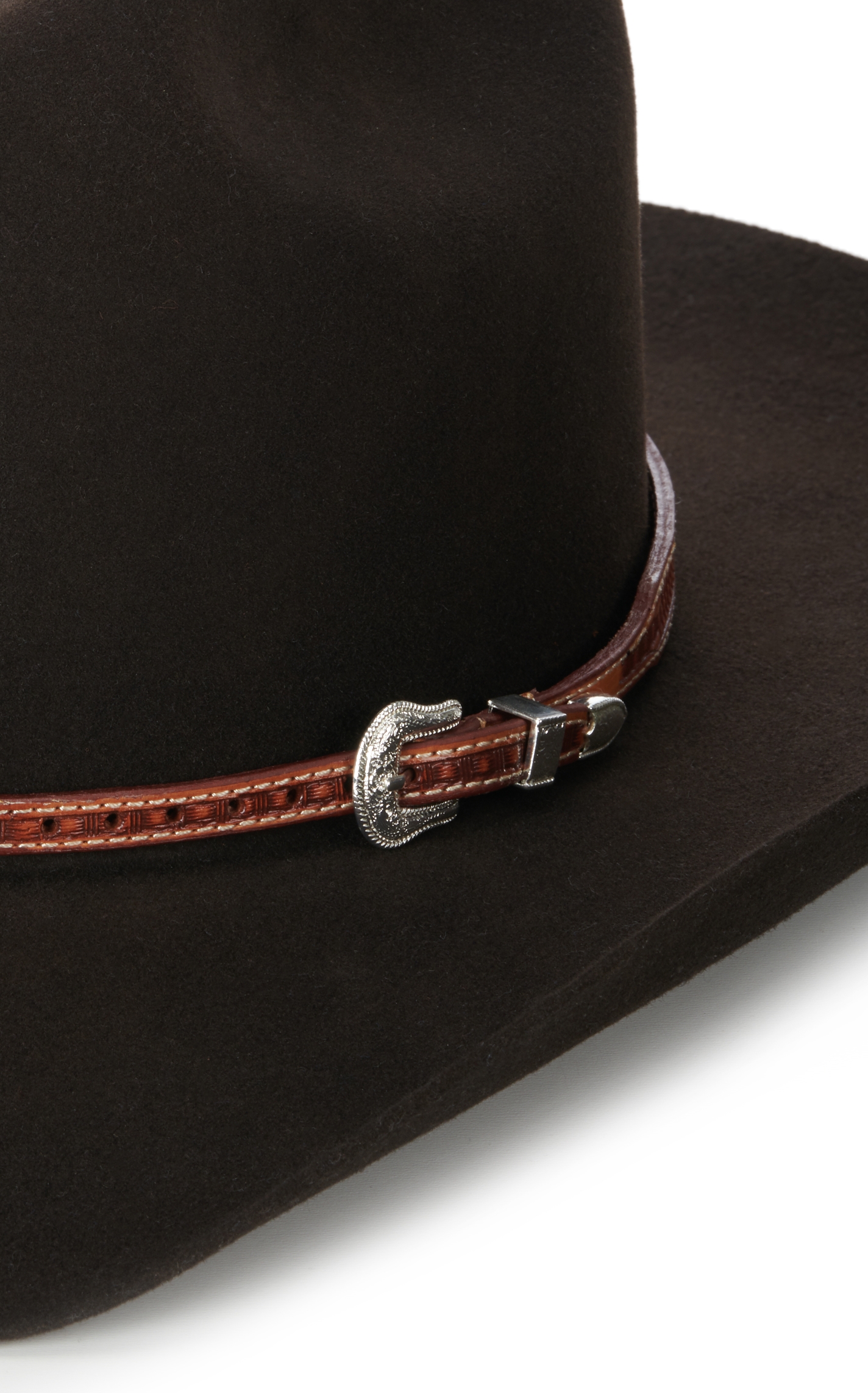 Twister Brown Basket Weave Leather Hatband - Image 1