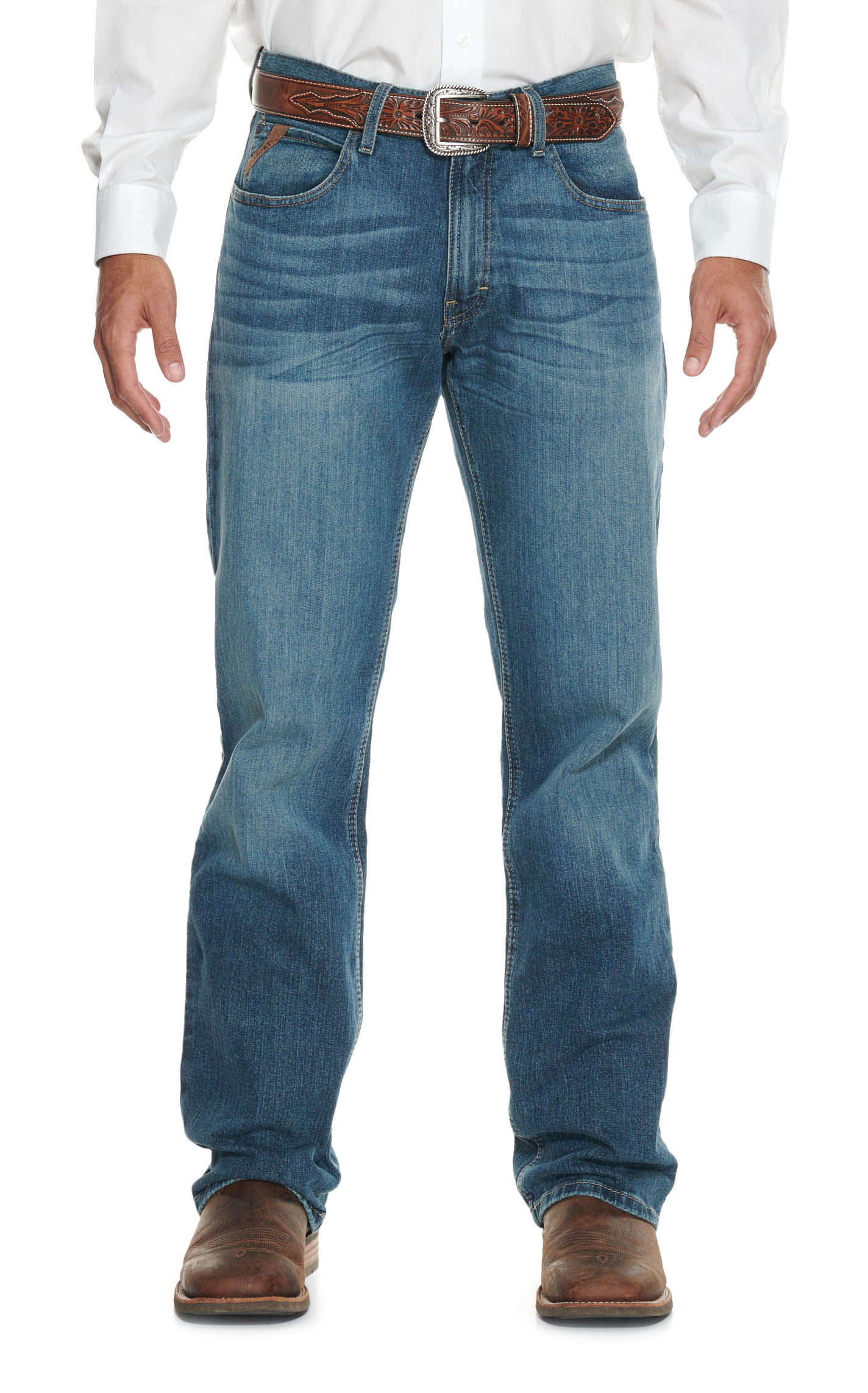 Ariat Men's M4 Legacy Dark Wash Relaxed Fit Boot Cut Stretch Jeans- Extended Sizes (42-44) - Image 1