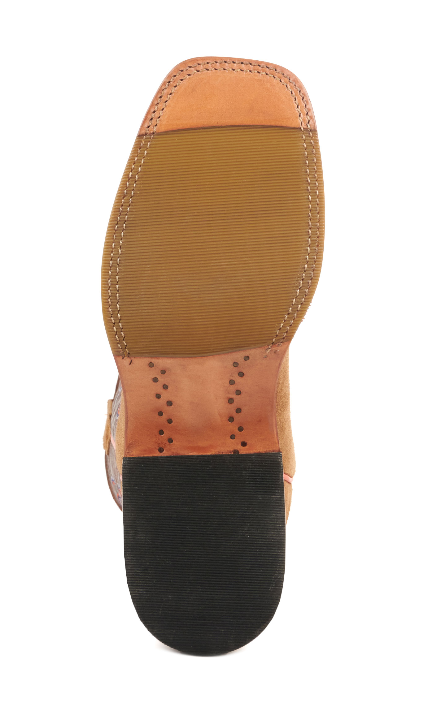 Anderson Bean Men's Horse Power Camel Roughout and Chocolate Wide Square Toe Cowboy Boots - Image 1
