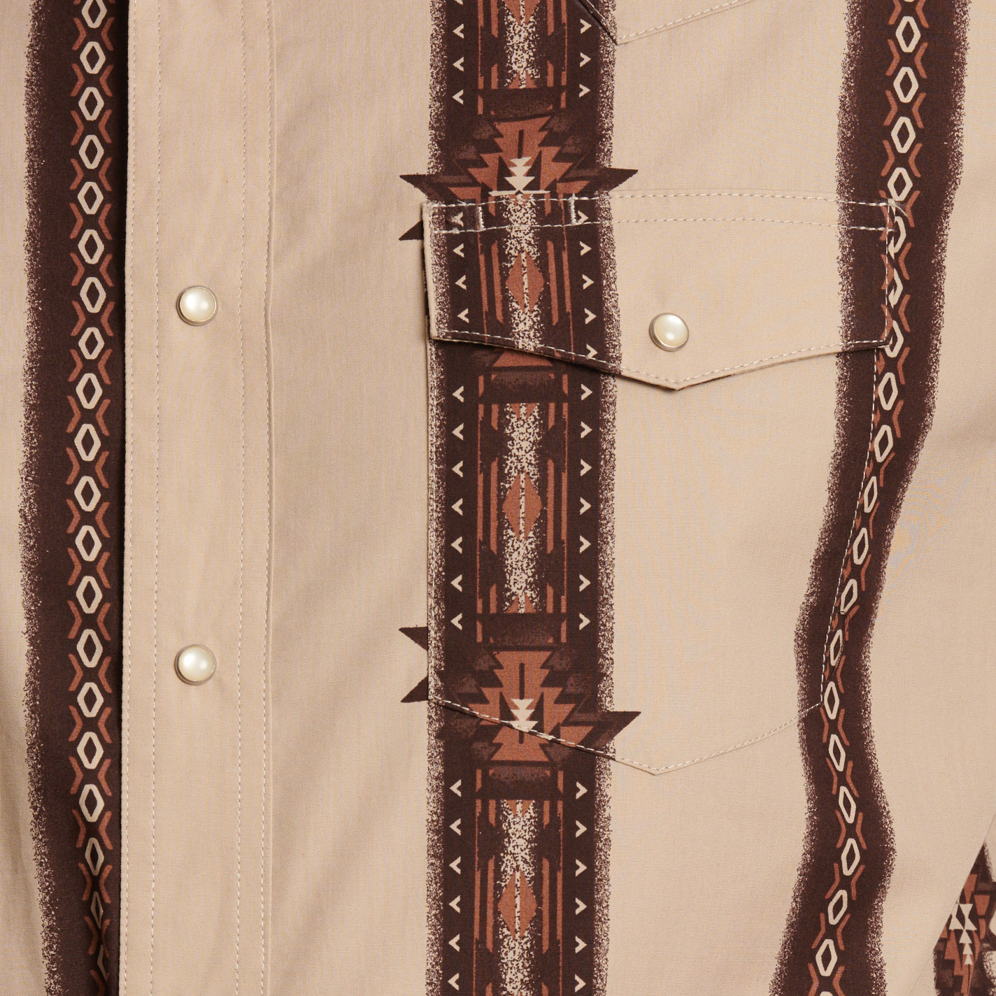 Checotah Men's Tan Aztec Print Western Shirt - Image 1