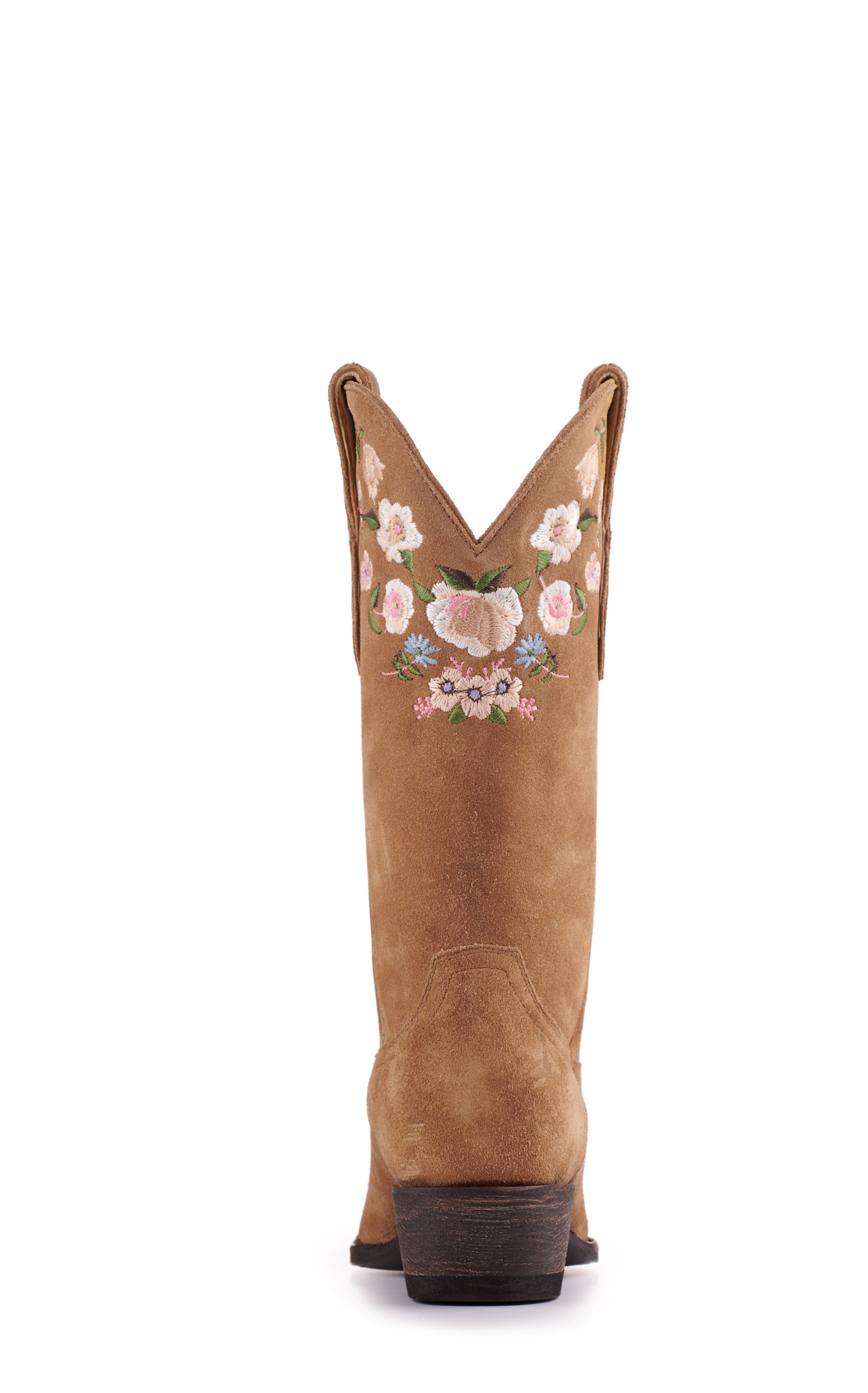 Cavender's Women's Brown Suede with Floral Embroidery Snip Toe Cowboy Boots - Image 1