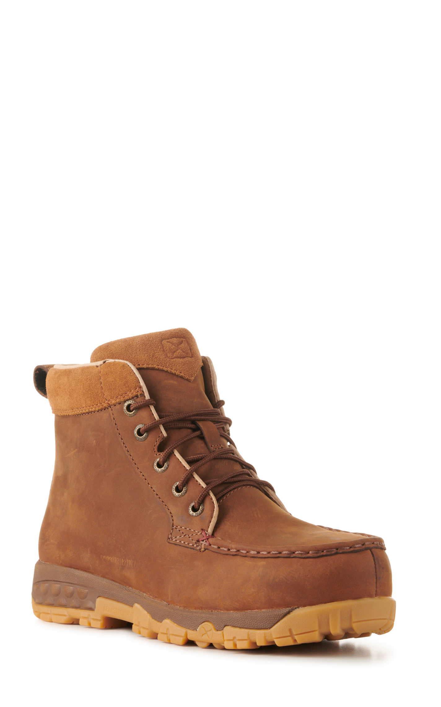 Twisted X Women's Oiled Saddle Cell Stretch Moc Steel Toe Lace Up Work Boots - Image 1
