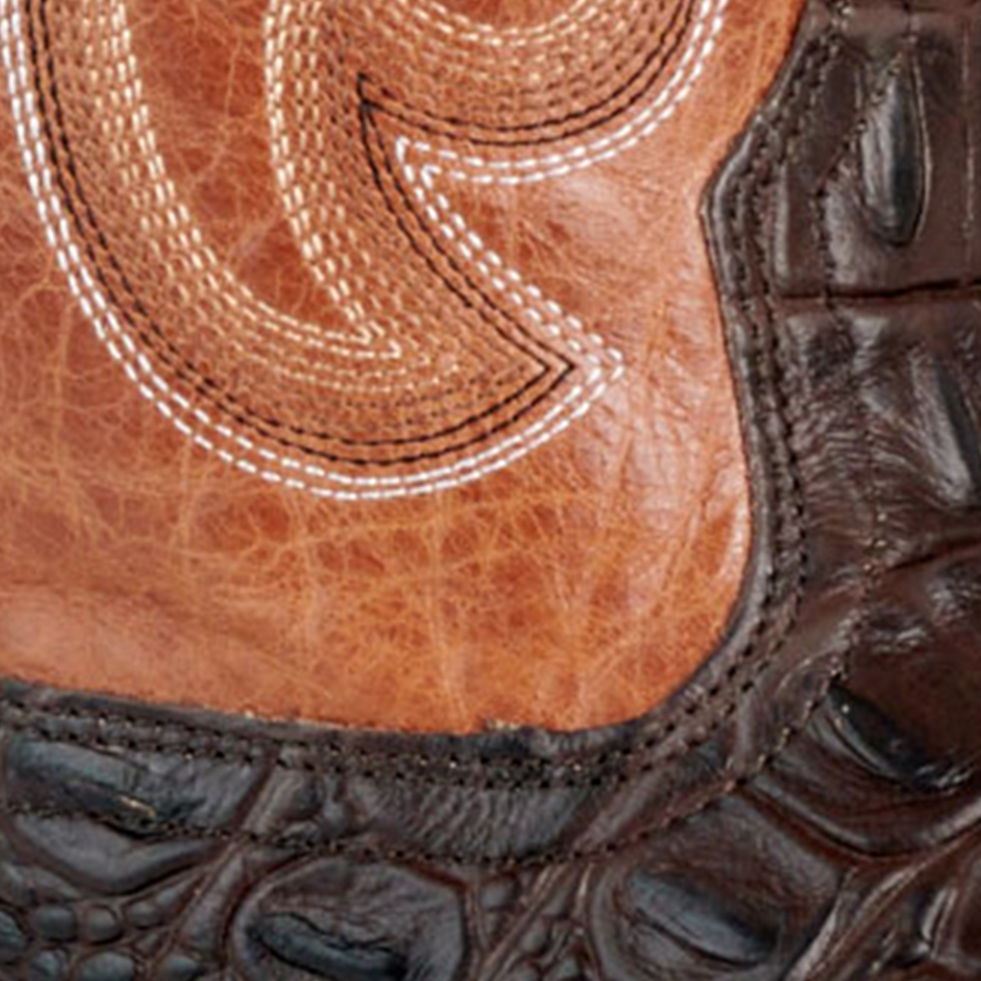 Cavender's Men's Intrepid Chocolate Hornback Alligator Print and Gray Wide Square Toe Cowboy Boot - Image 1