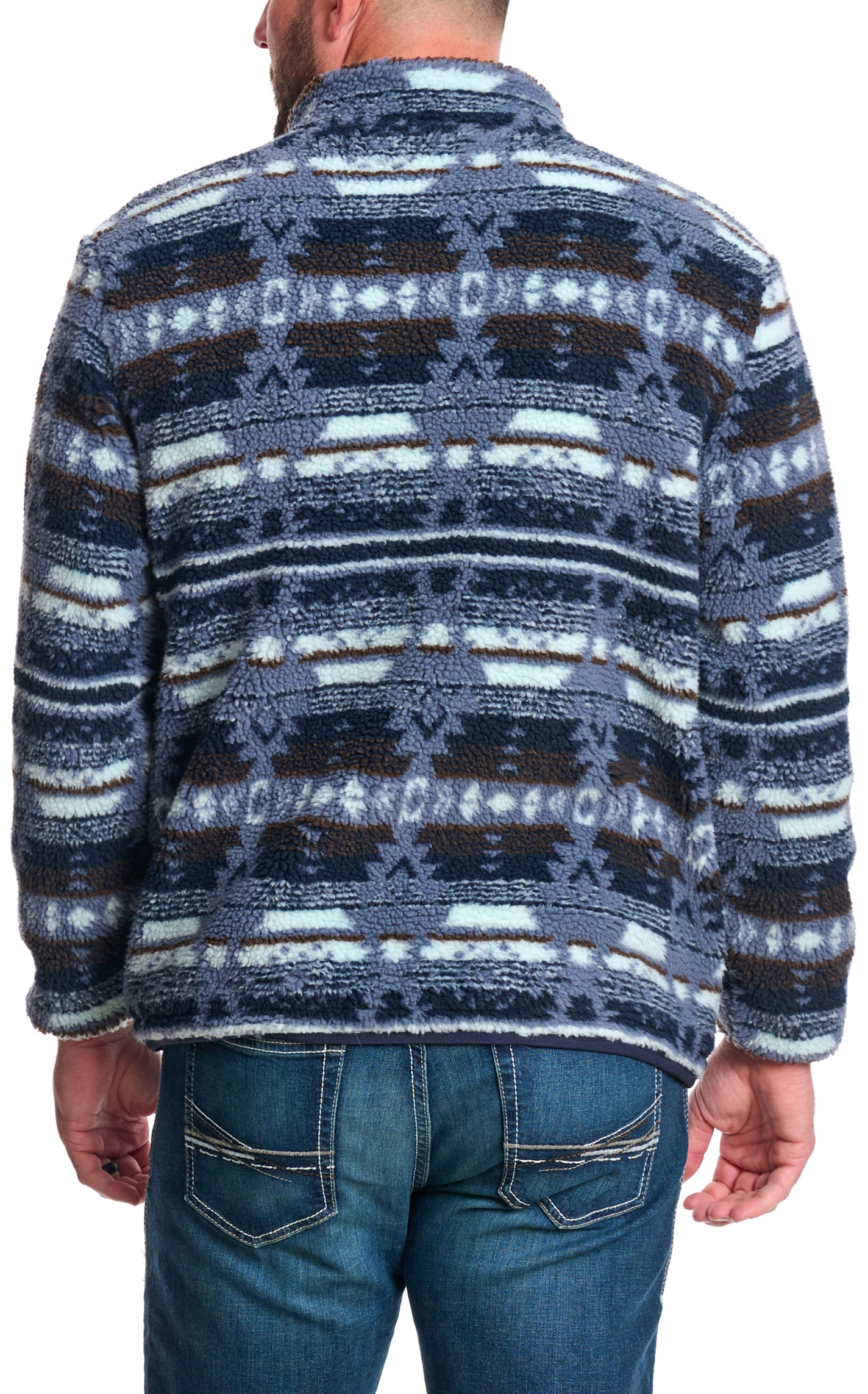 Rafter C Men's Red Dirt Collection Dark Gray & White Aztec Sherpa Jacket - Image 1