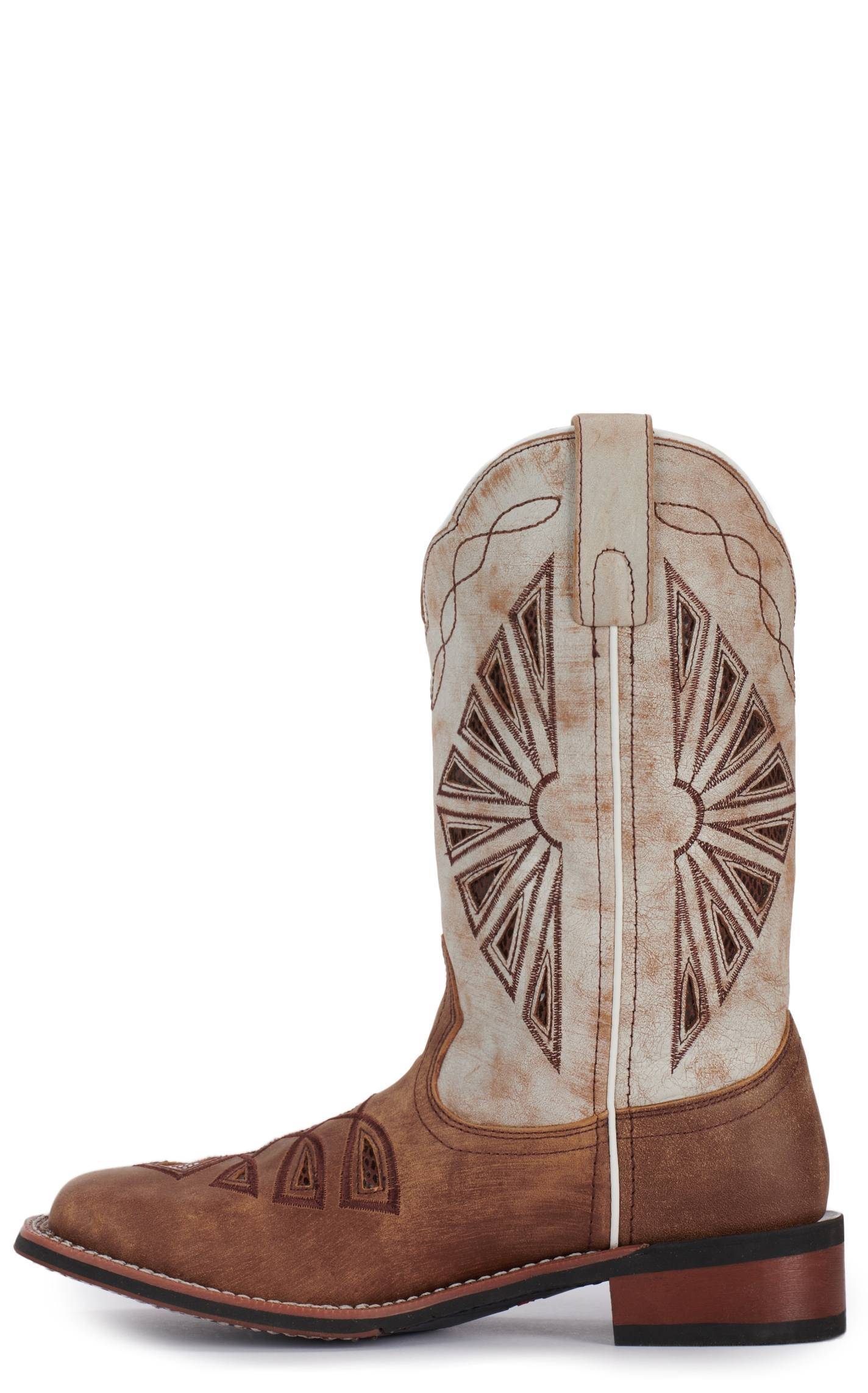 Laredo Women's Kite Days Brown and Bone Wide Square Toe Cowboy Boots - Image 1