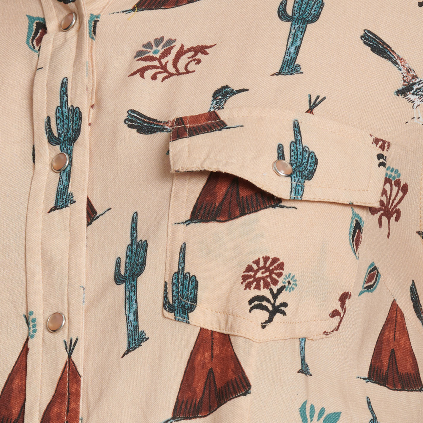 Cotton & Rye Women's Latte Roadrunner Print Top  - Image 1